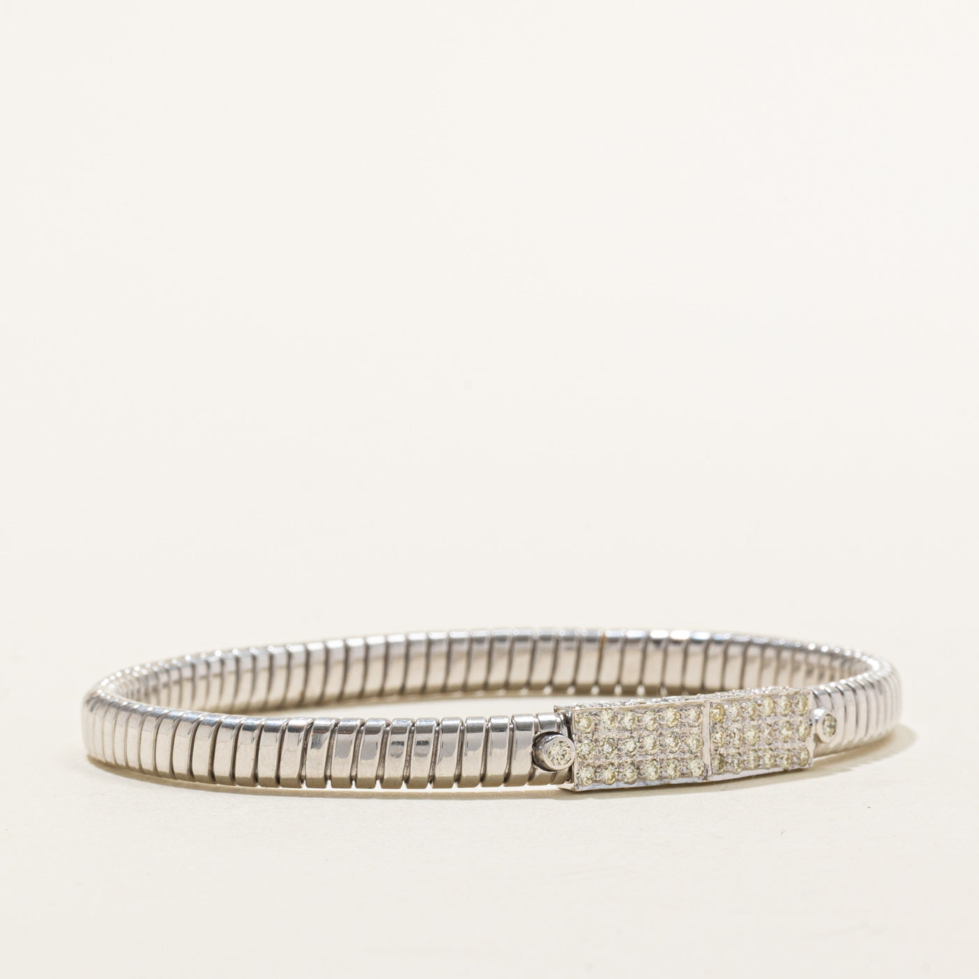 18k White Gold Diamond Bar Snake Chain Bracelet | 1.00ctw | 7.25"