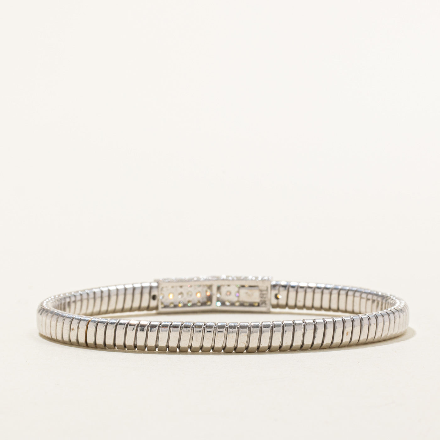 18k White Gold Diamond Bar Snake Chain Bracelet | 1.00ctw | 7.25"