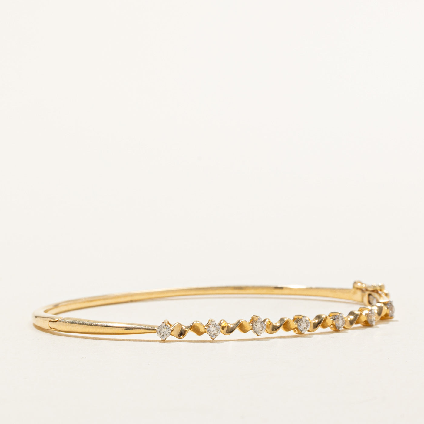 18k Diamond Geometric Wave Bangle | 0.36ctw | 7"