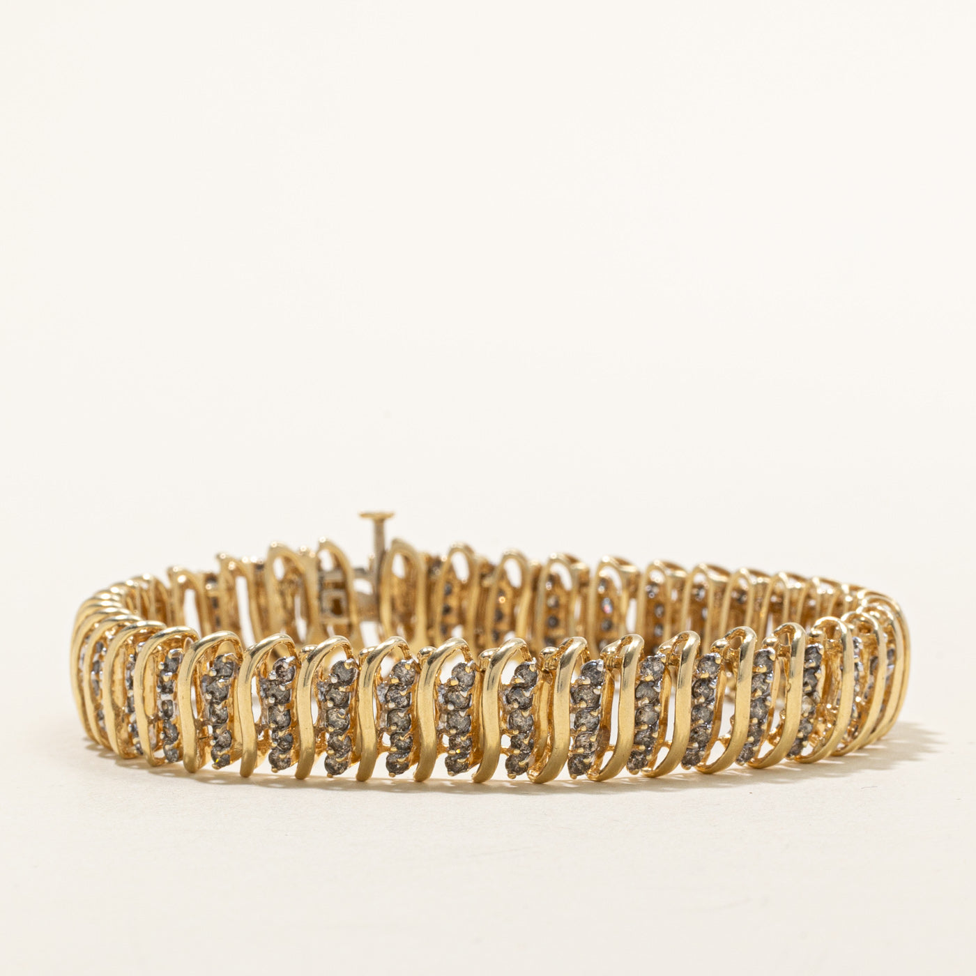 14K Diamond Swirl Column Tennis Bracelet | 1.00ctw | 7.25"