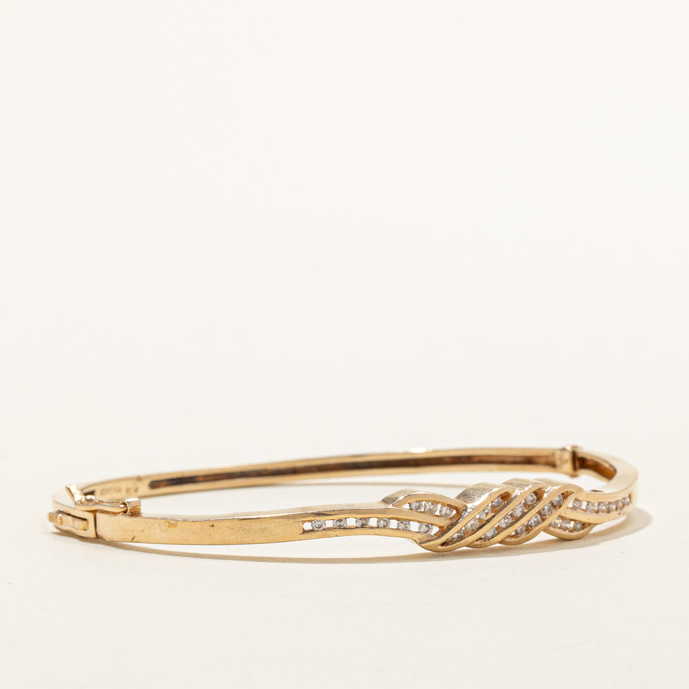 10K Champagne Diamond Woven Crossover Bangle | 0.36ctw | 7.5"