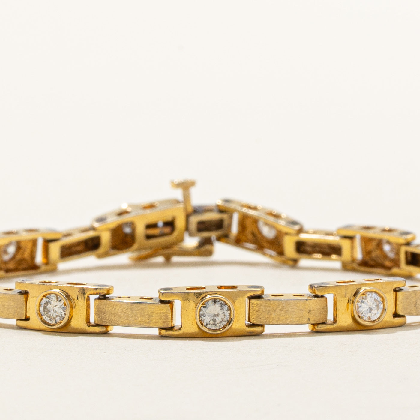 14K Diamond Rectangle Link Bracelet | 1.21ctw | 7.25"