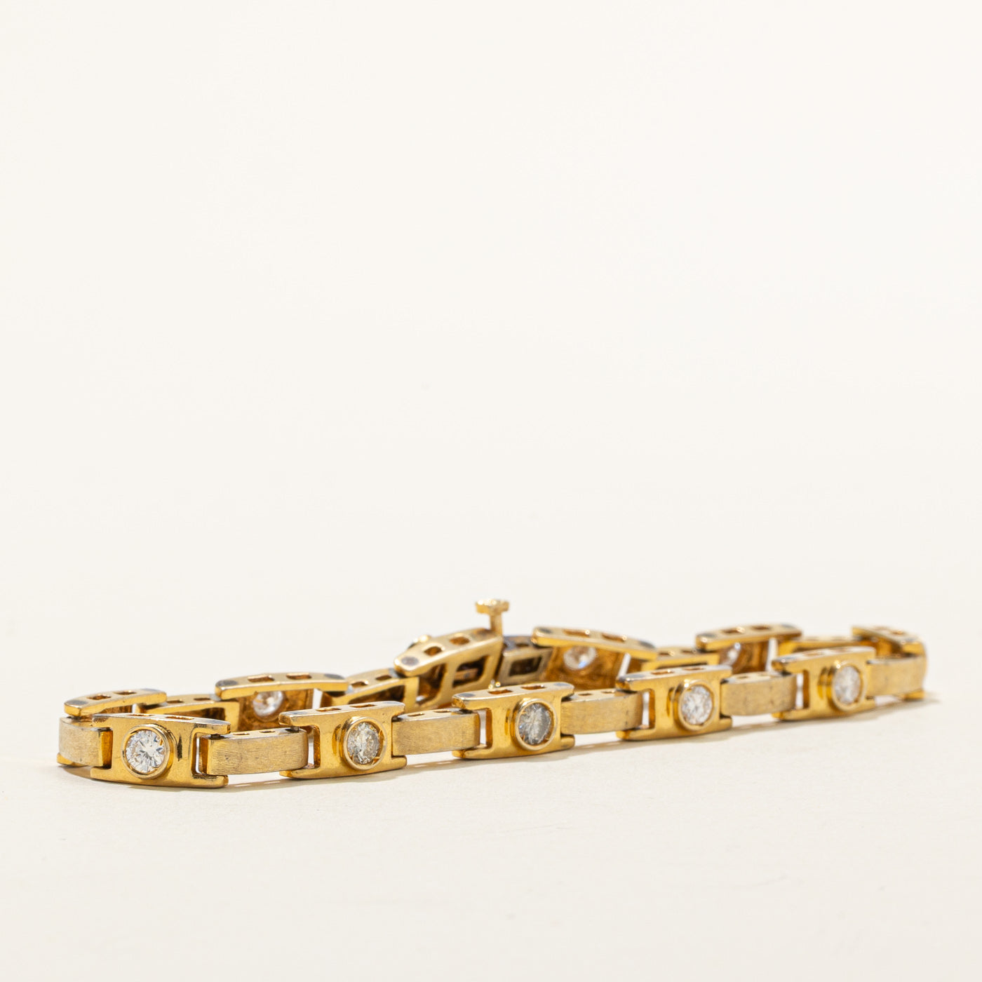 14K Diamond Rectangle Link Bracelet | 1.21ctw | 7.25"