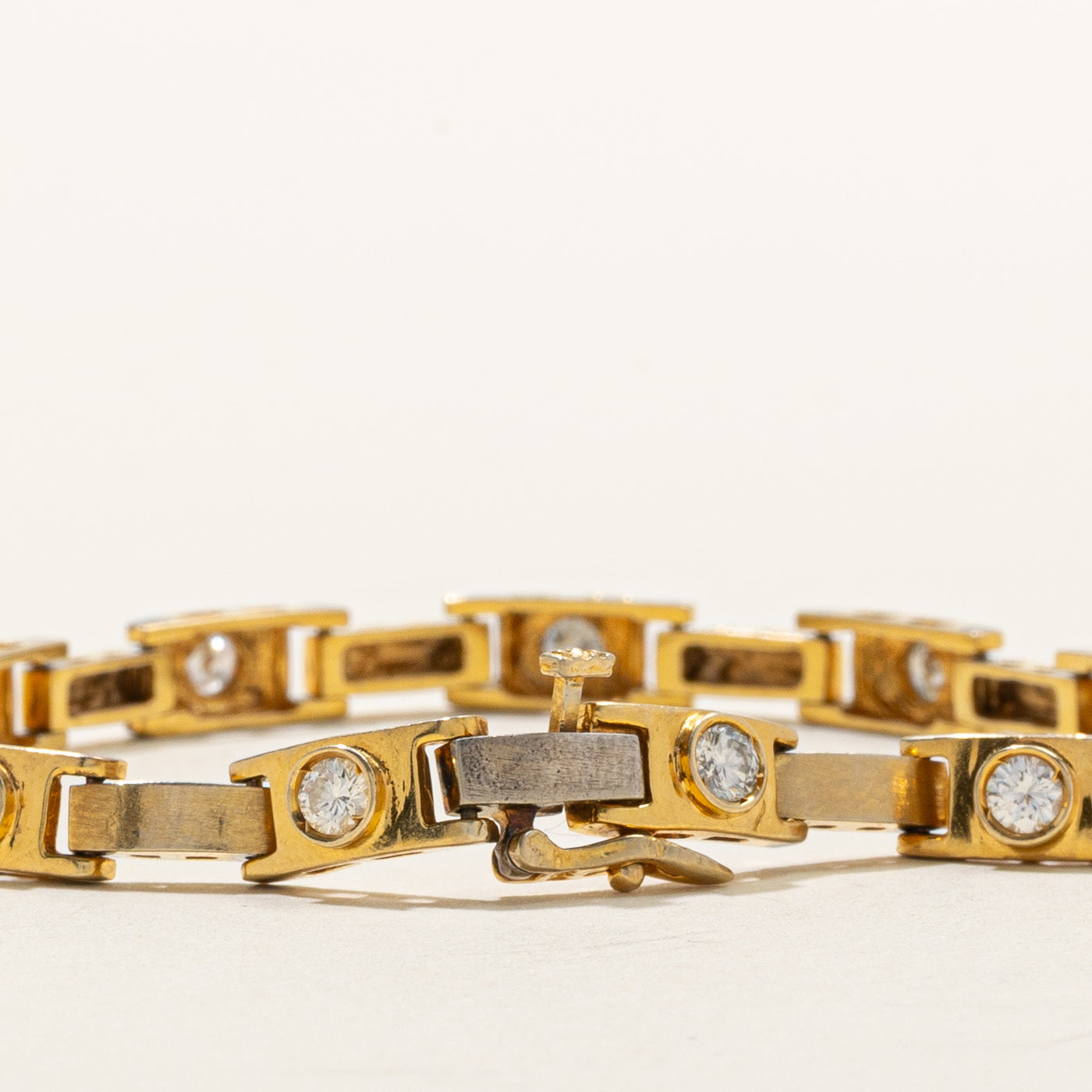 14K Diamond Rectangle Link Bracelet | 1.21ctw | 7.25"