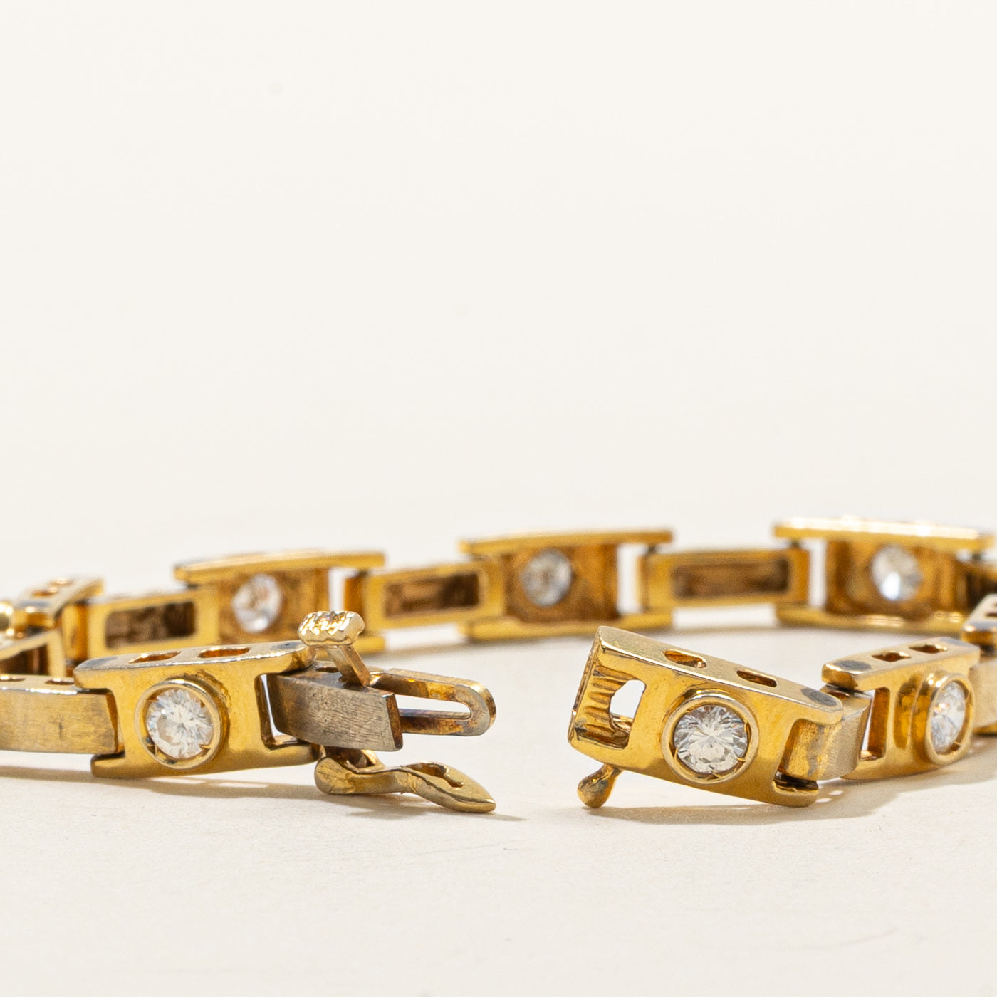 14K Diamond Rectangle Link Bracelet | 1.21ctw | 7.25"