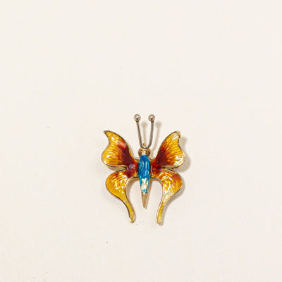 18k Yellow Gold & Enamel Butterfly Brooch