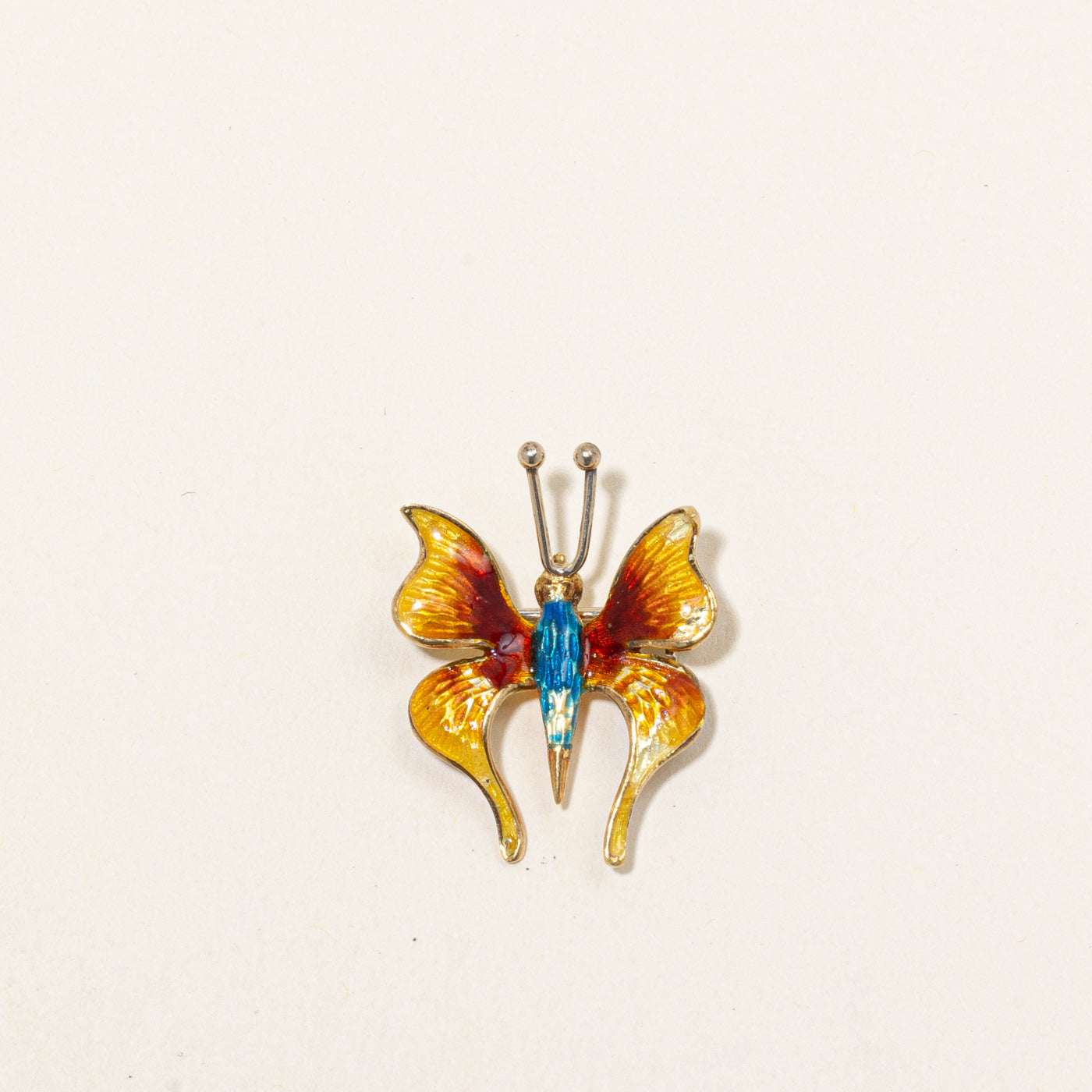 18k Yellow Gold & Enamel Butterfly Brooch