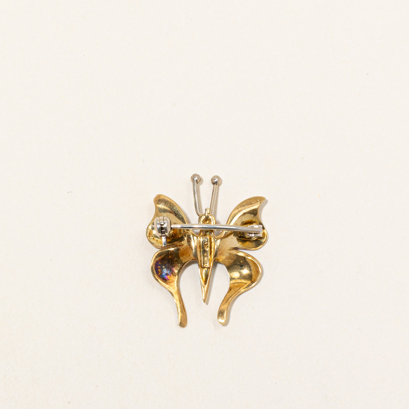 18k Yellow Gold & Enamel Butterfly Brooch