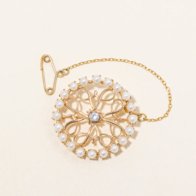 Diamond & Pearl Brooch | 0.12ct |