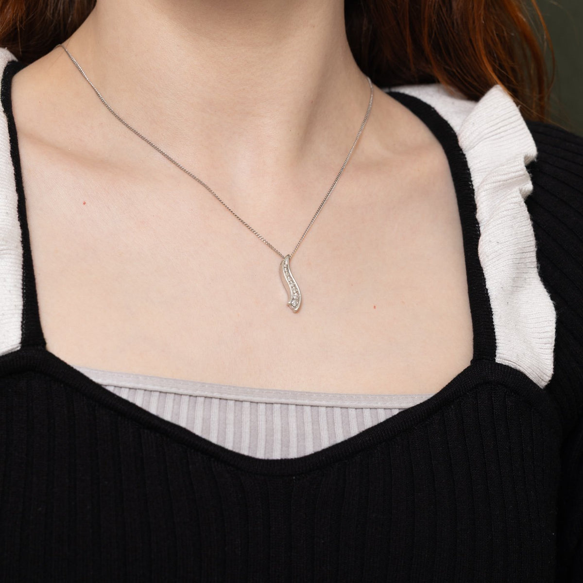 Sterling Silver Channel Set Diamond Journey Pendant | 0.22ctw
