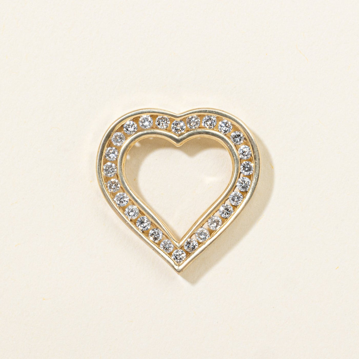 14k Eternity Channel Set Diamond Open Heart Pendant | 0.50ctw