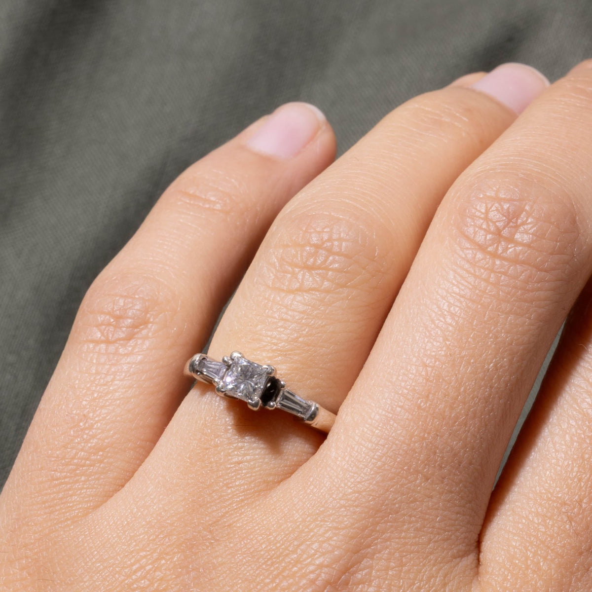 14k Princess Cut Diamond with Accents Engagement Ring | 0.58ctw | SZ 4