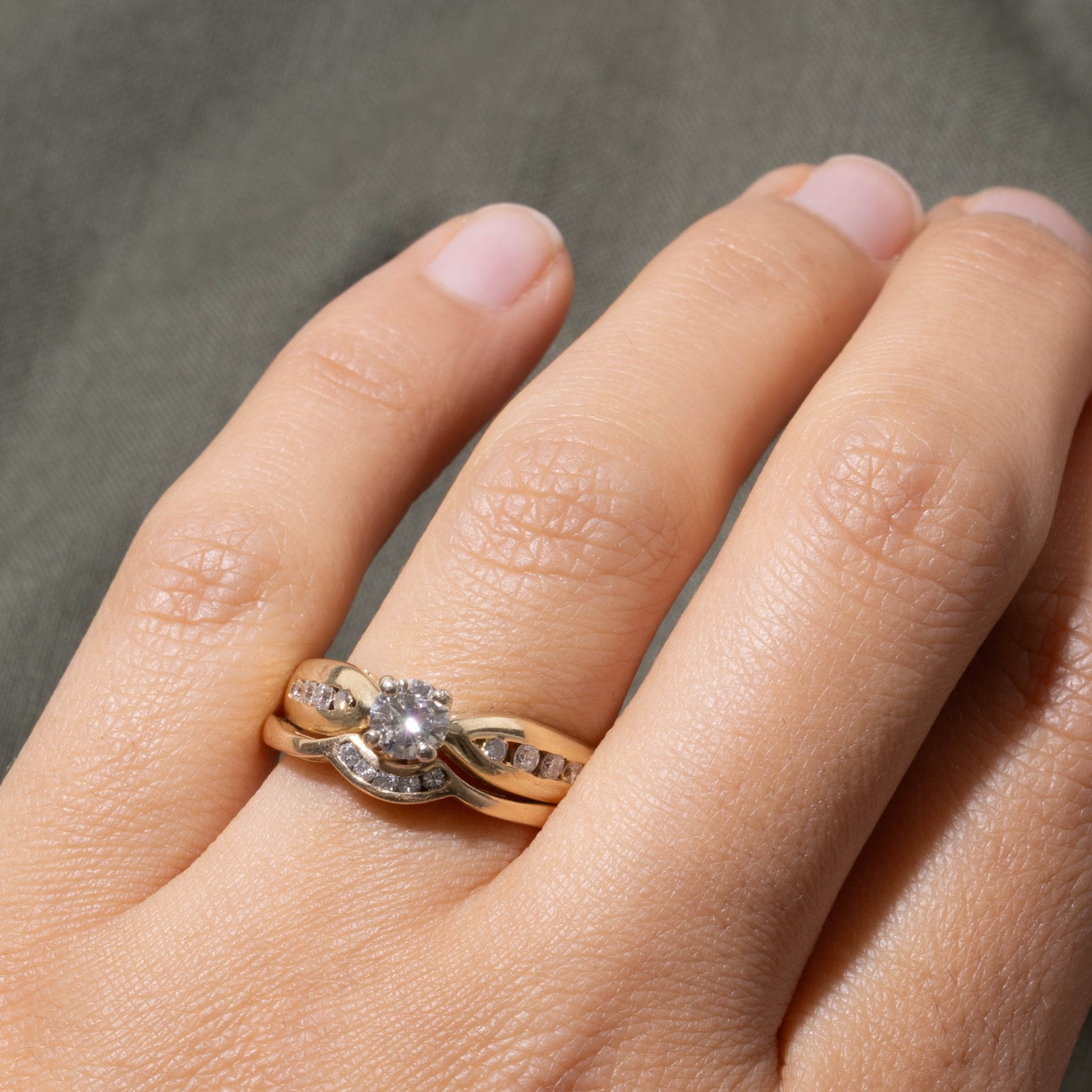 14k Channel Set Diamond Contour Ring Stack | 0.72ctw | SZ 9.75