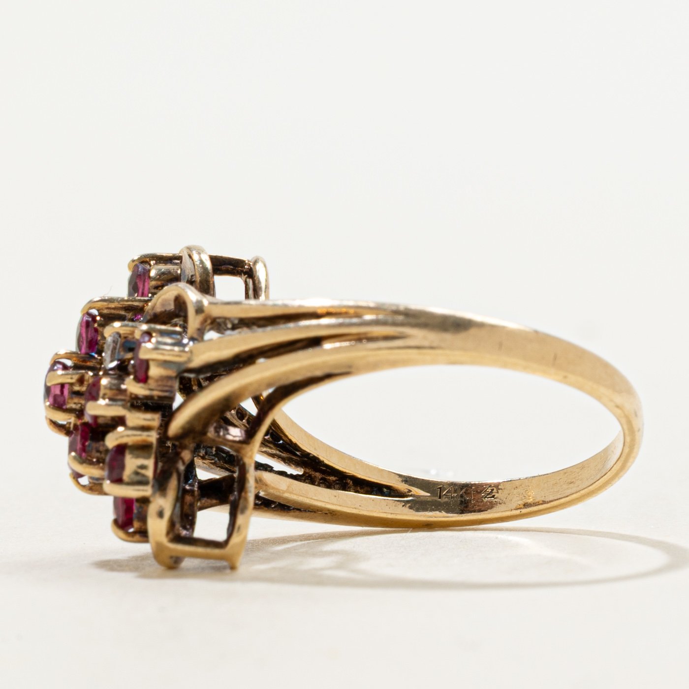 14K Ring with Diamond Accents with Ruby