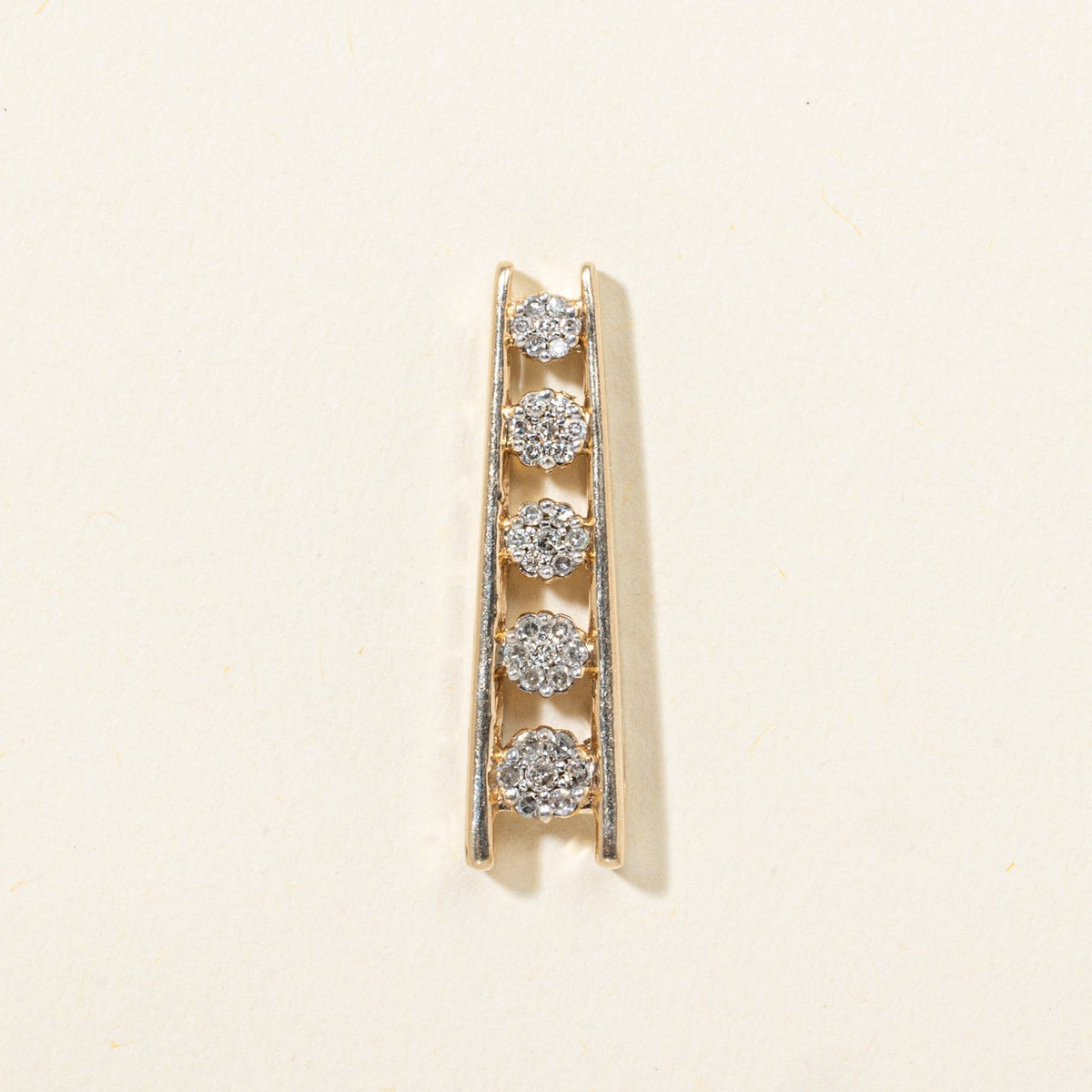 10k Five Stone Diamond Column Drop Pendant | 0.15ctw