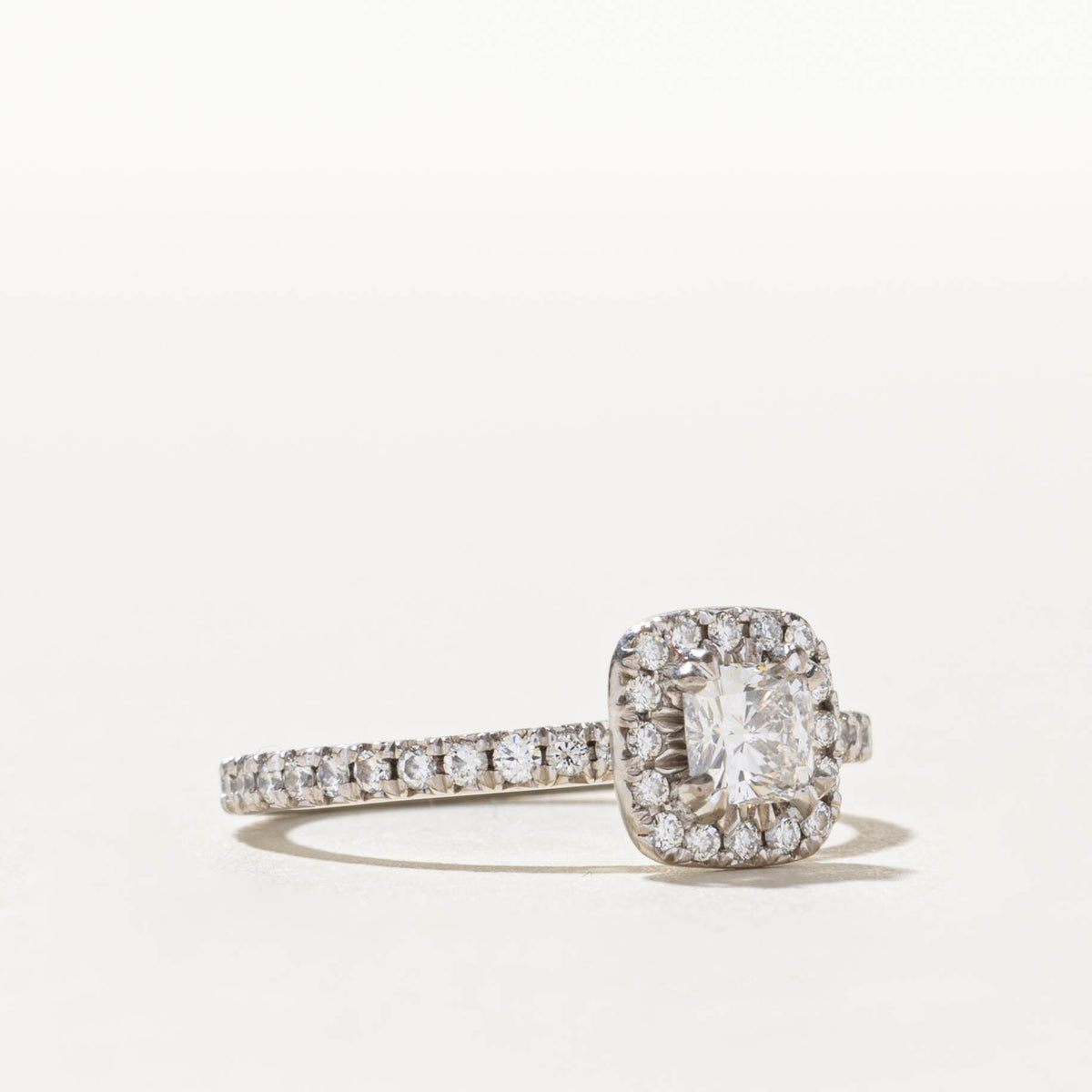 18k Pave Set Diamond Halo Engagement Ring | 0.61ctw | SZ 7