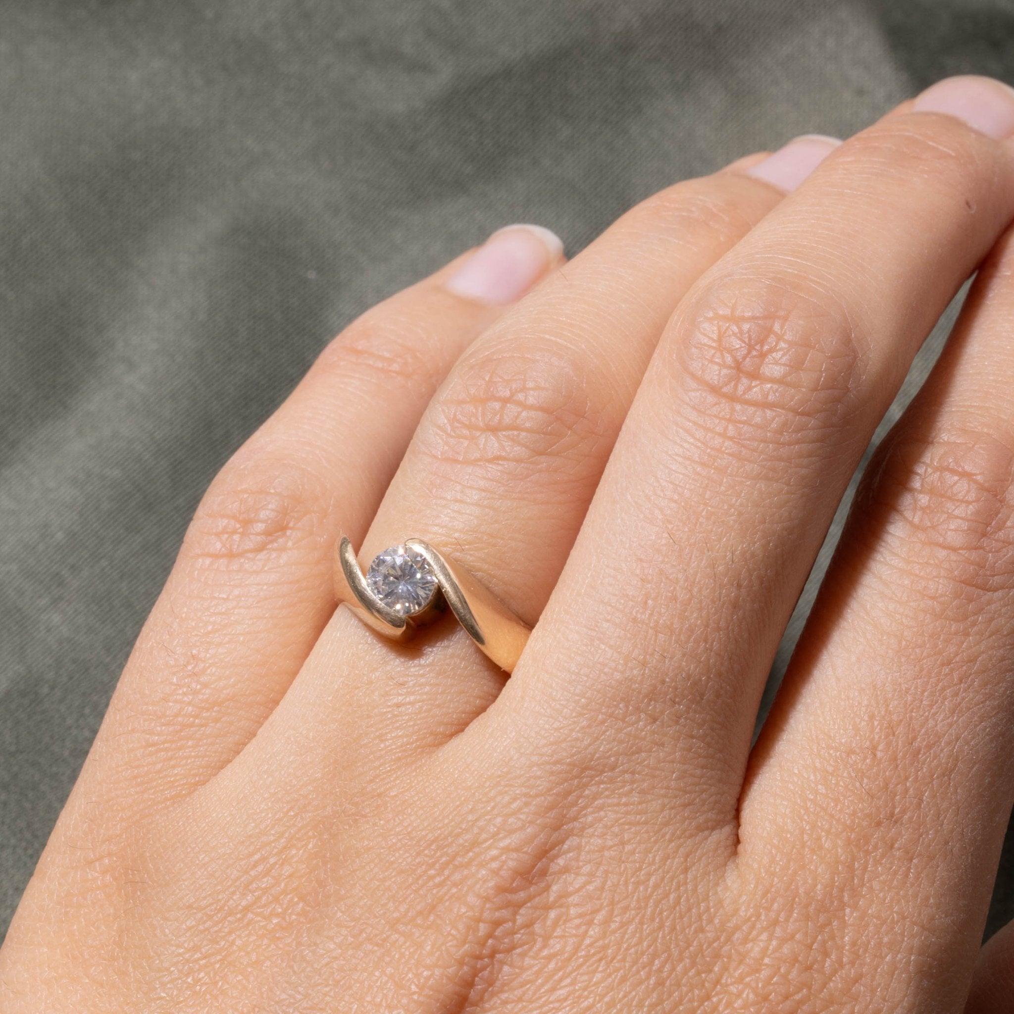 14k Solitaire Diamond Bypass Engagement Ring | 0.51ct | SZ 6