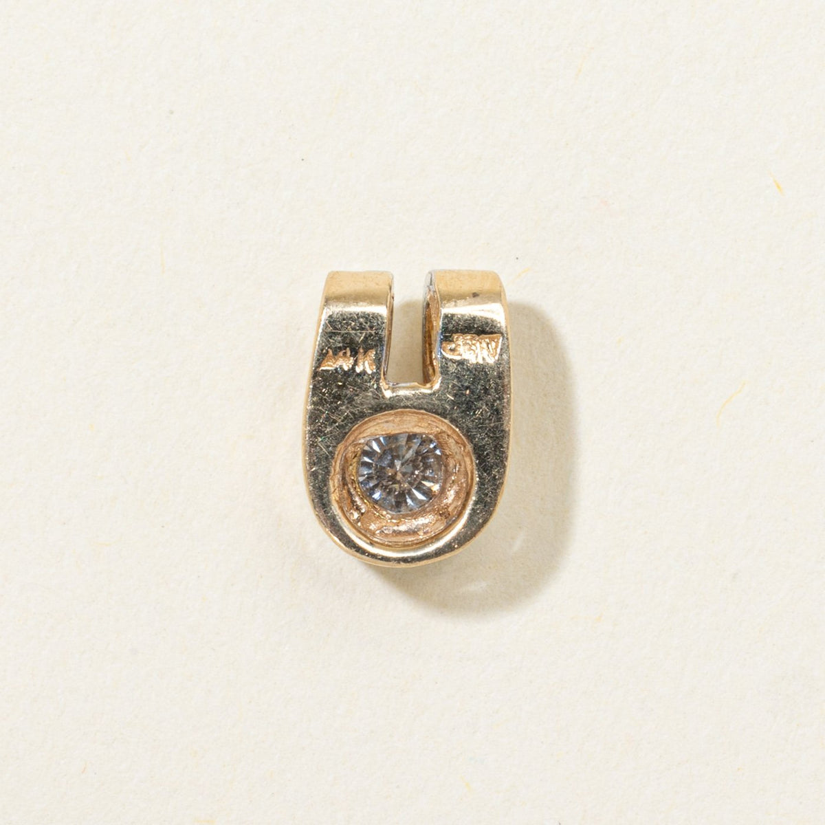 14k Two Tone Solitaire Bezel Set Diamond Pendant | 0.15ct