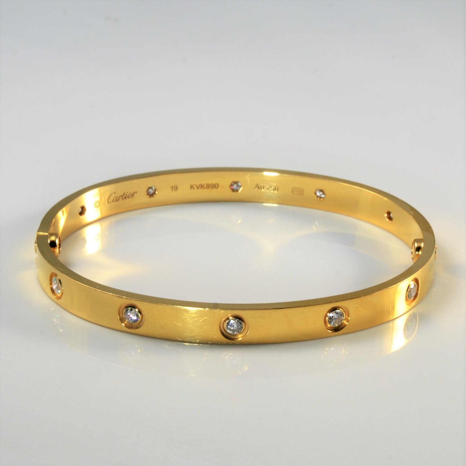 'Cartier' Love Bracelet, 10 Diamonds | 0.96ctw | 7" | - 100 Ways