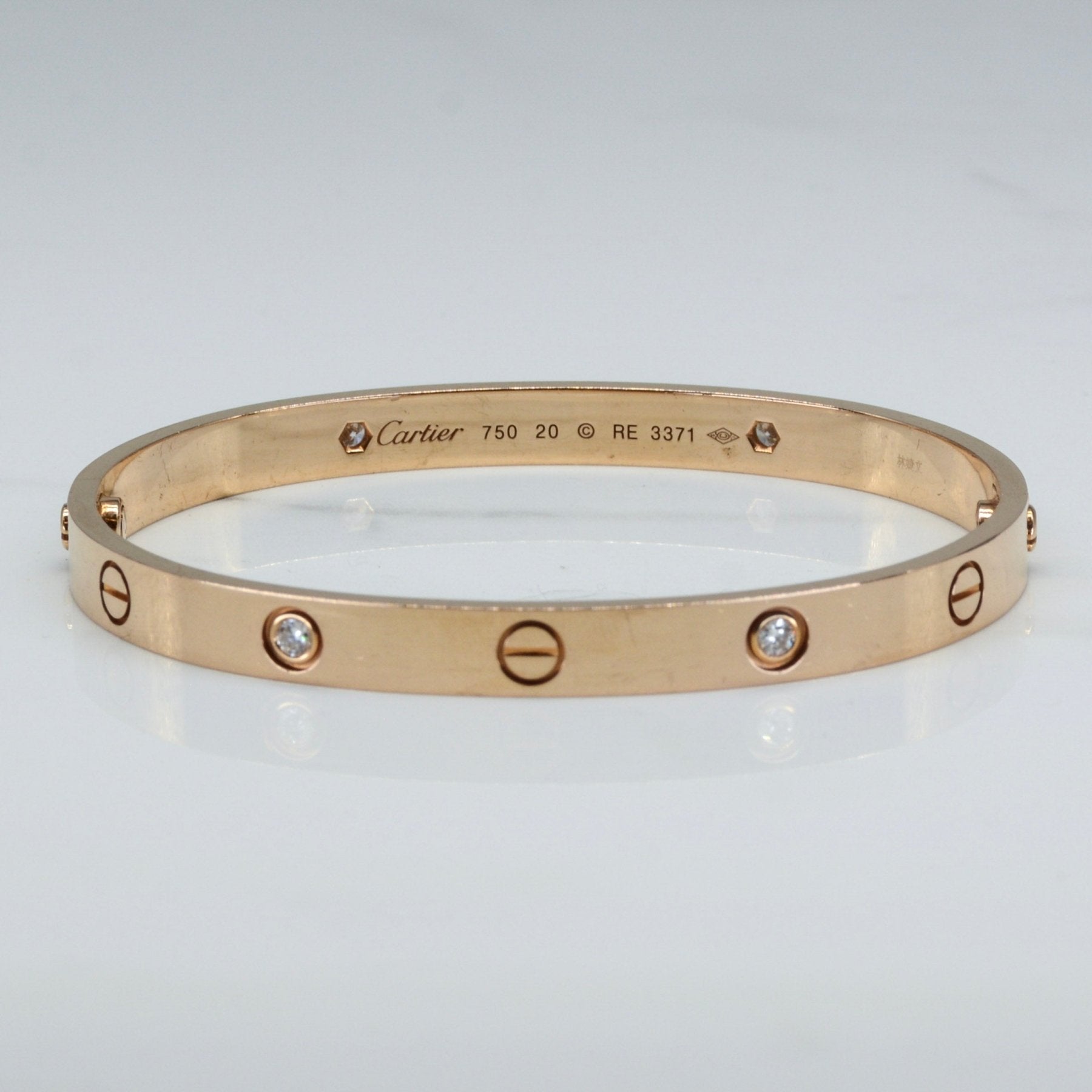 'Cartier' Love Bracelet, 4 Diamonds | 7" | - 100 Ways