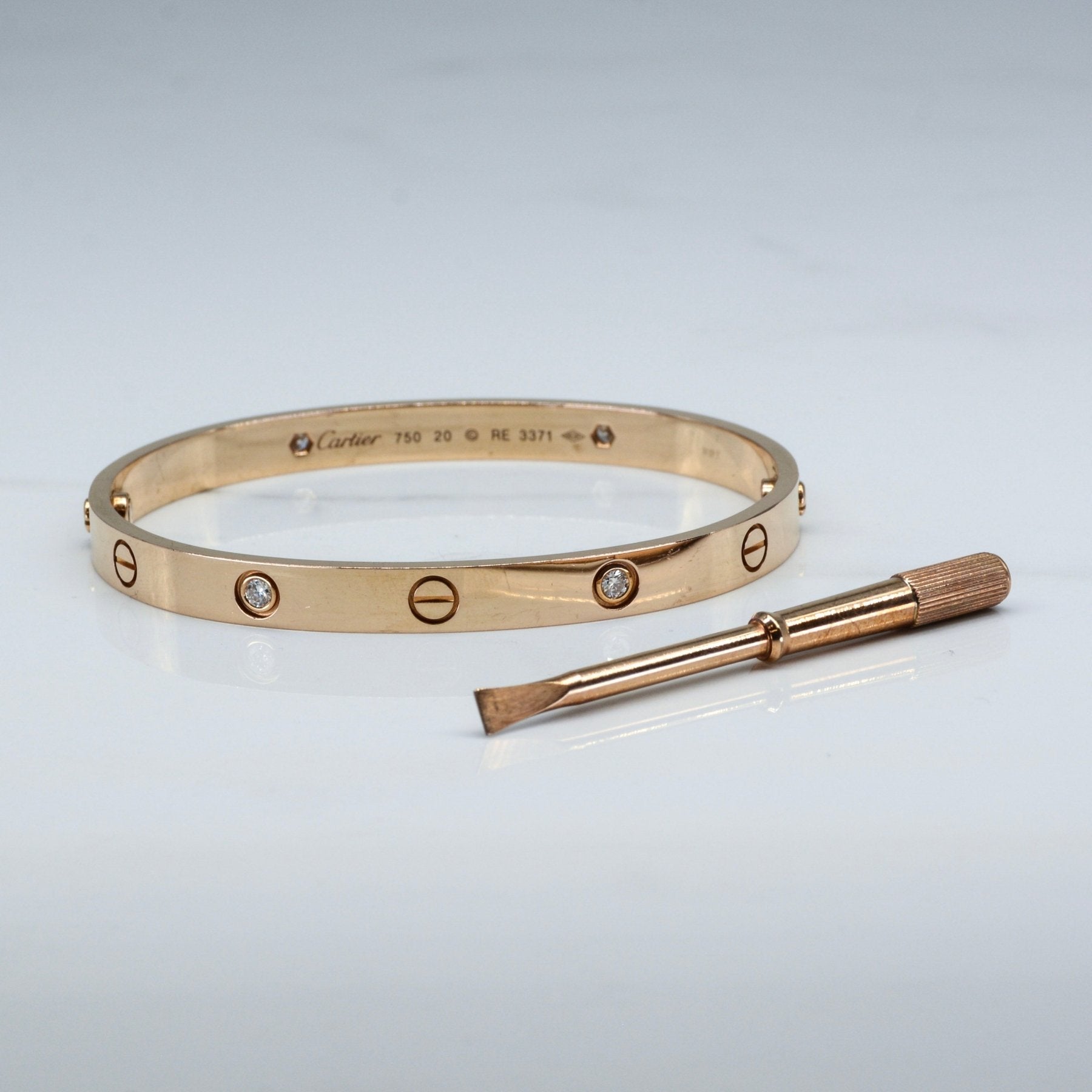 'Cartier' Love Bracelet, 4 Diamonds | 7" | - 100 Ways