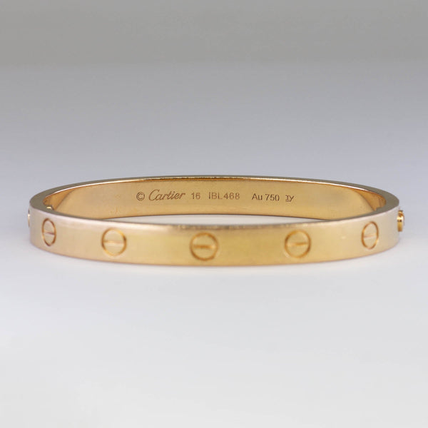 'Cartier' Love Bracelet in Yellow Gold | Cartier Sz 16