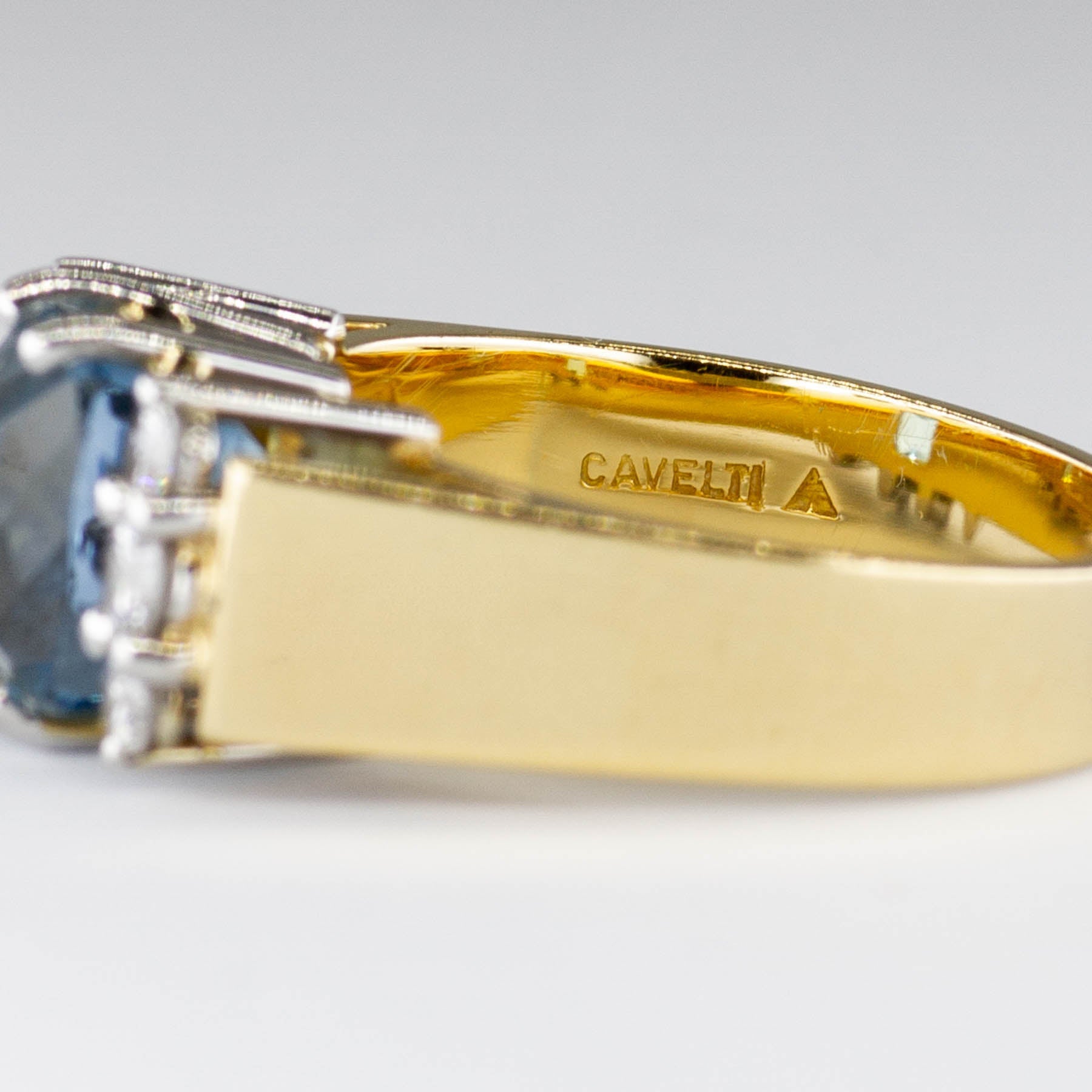 'Cavelti' Aquamarine and Diamond 18K and Platinium Ring | 2.0ct | 0.38ctw | SZ 6.75 - 100 Ways