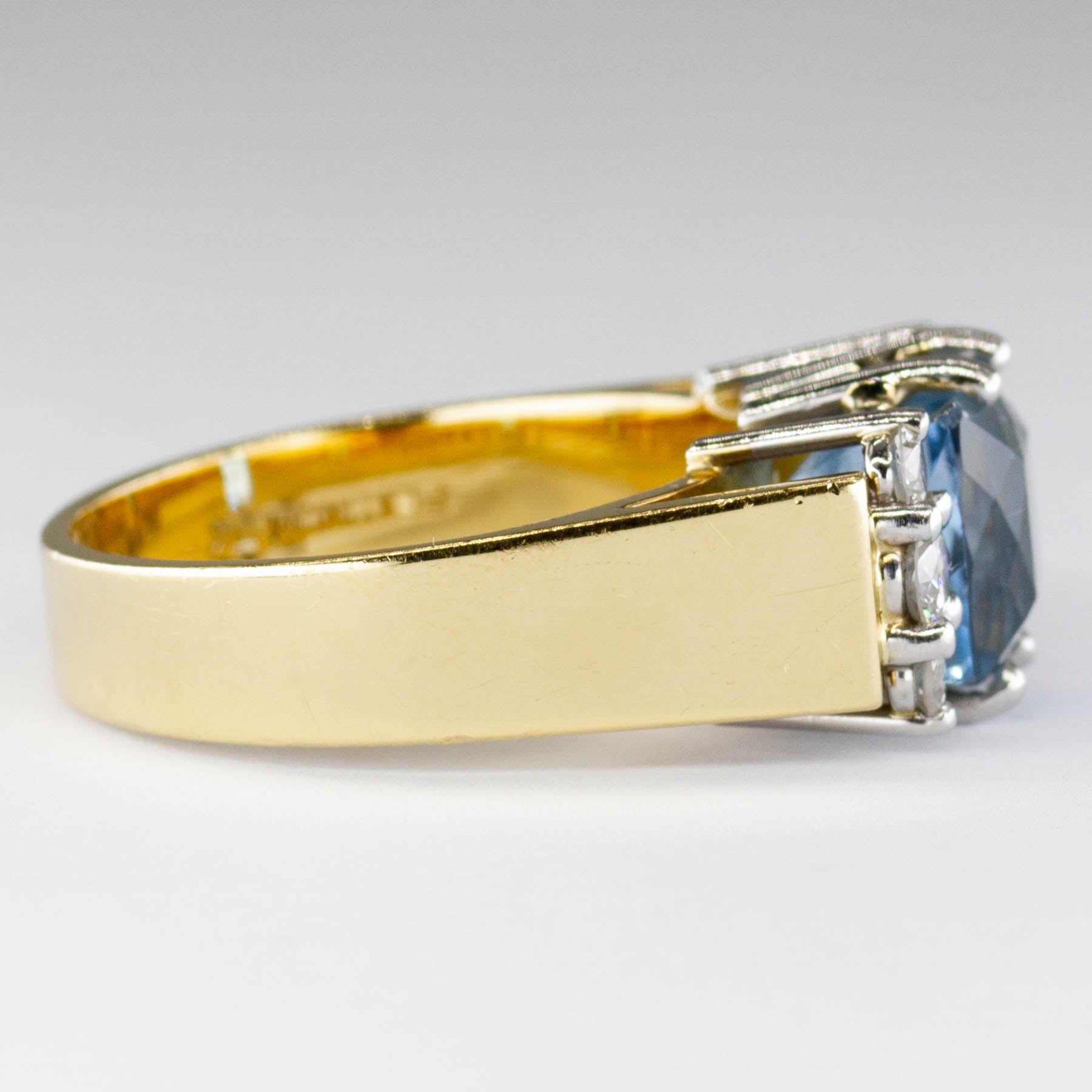 'Cavelti' Aquamarine and Diamond 18K and Platinium Ring | 2.0ct | 0.38ctw | SZ 6.75 - 100 Ways