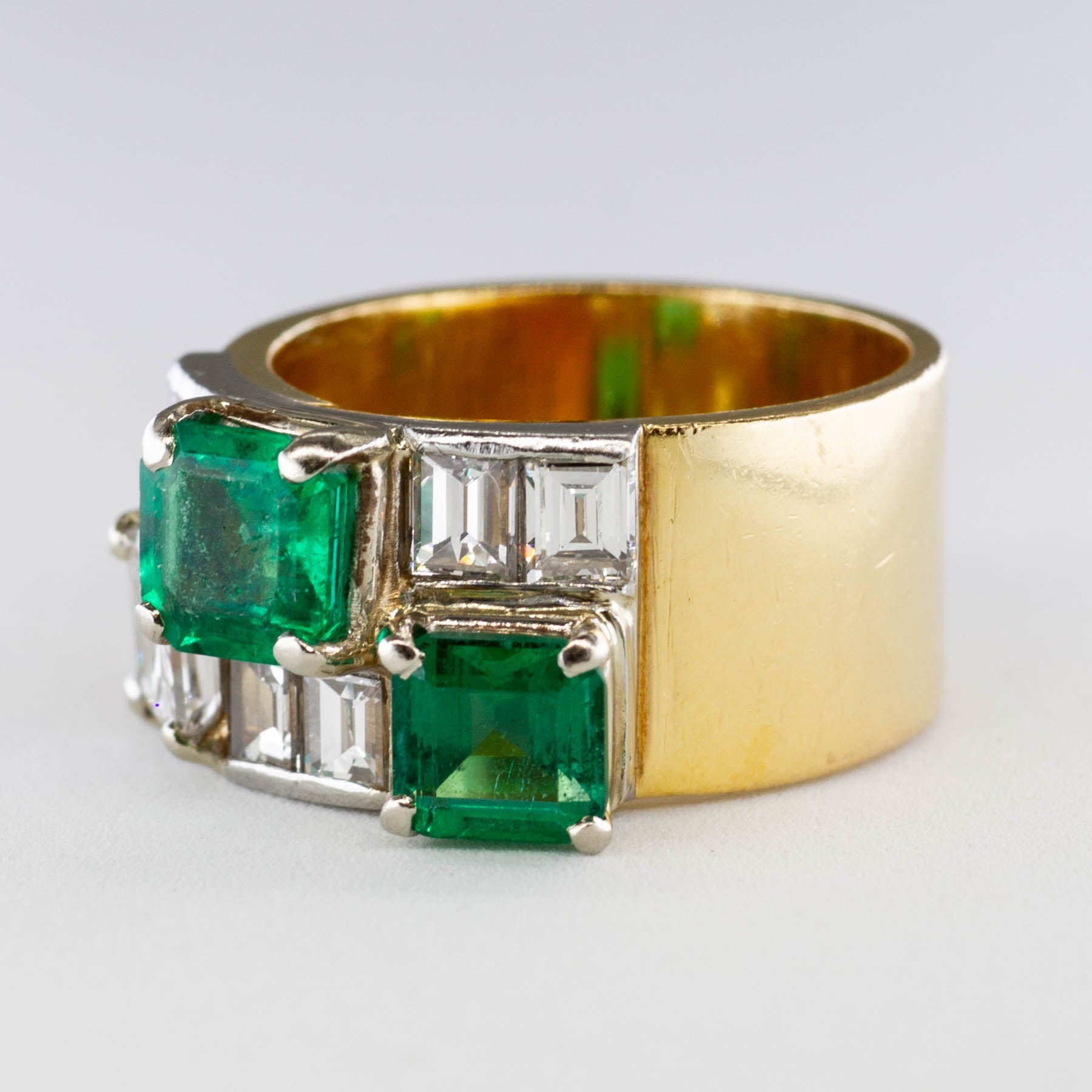 'Cavelti' Asscher Emerald and Diamond Band | 1.55 ctw Emeralds, 1.69 ctw Diamonds | SZ 5.25 - 100 Ways