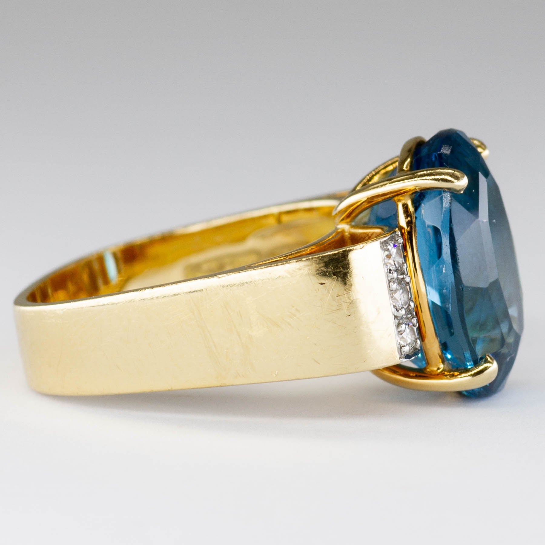 'Cavelti' Blue Topaz and Diamond 18k Ring | 7.5ct | 0.15ctw | SZ 7.25 - 100 Ways