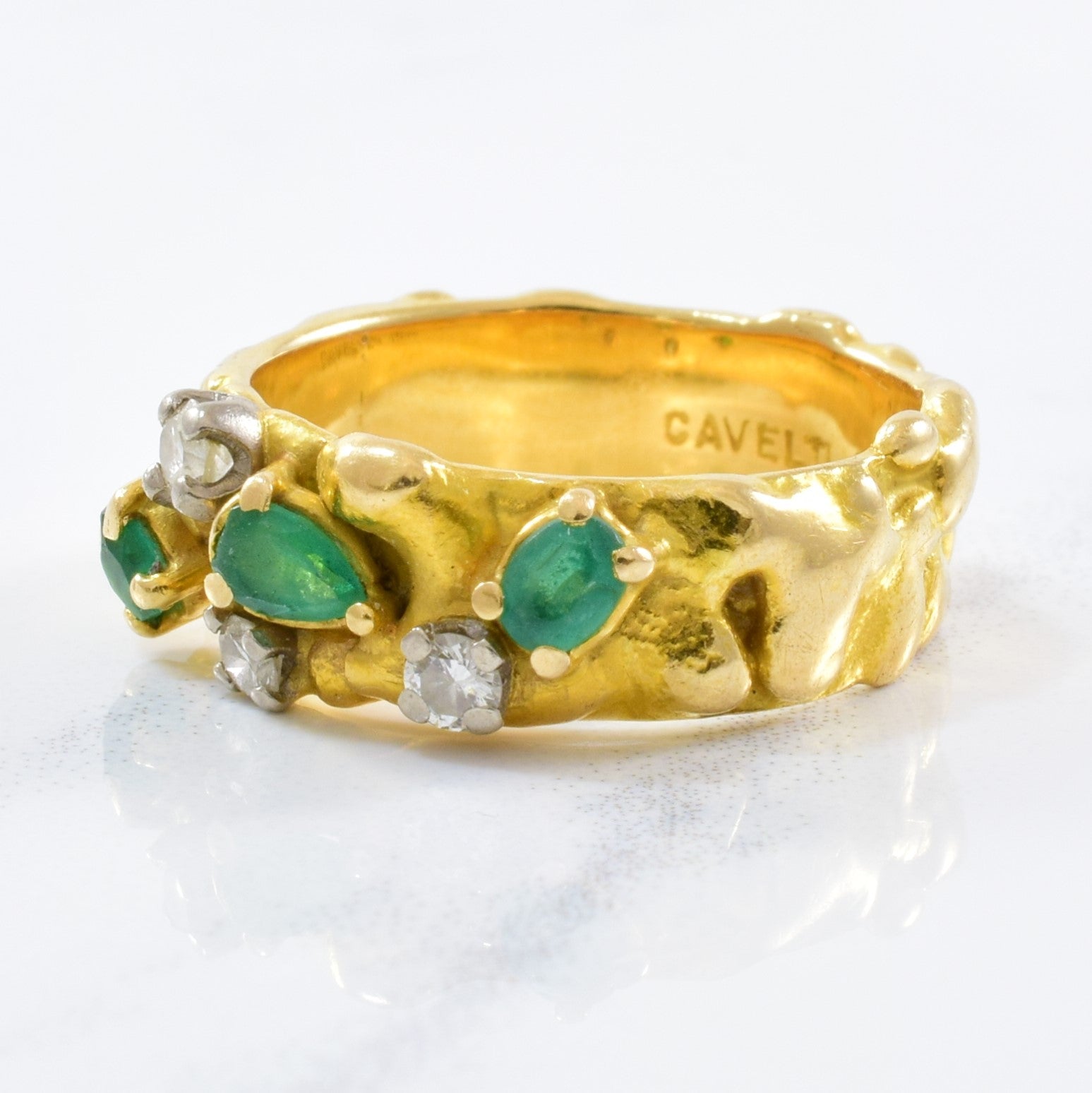 'Cavelti' Emerald & Diamond Band | 0.15ctw, 0.25ctw | SZ 5.25 | - 100 Ways