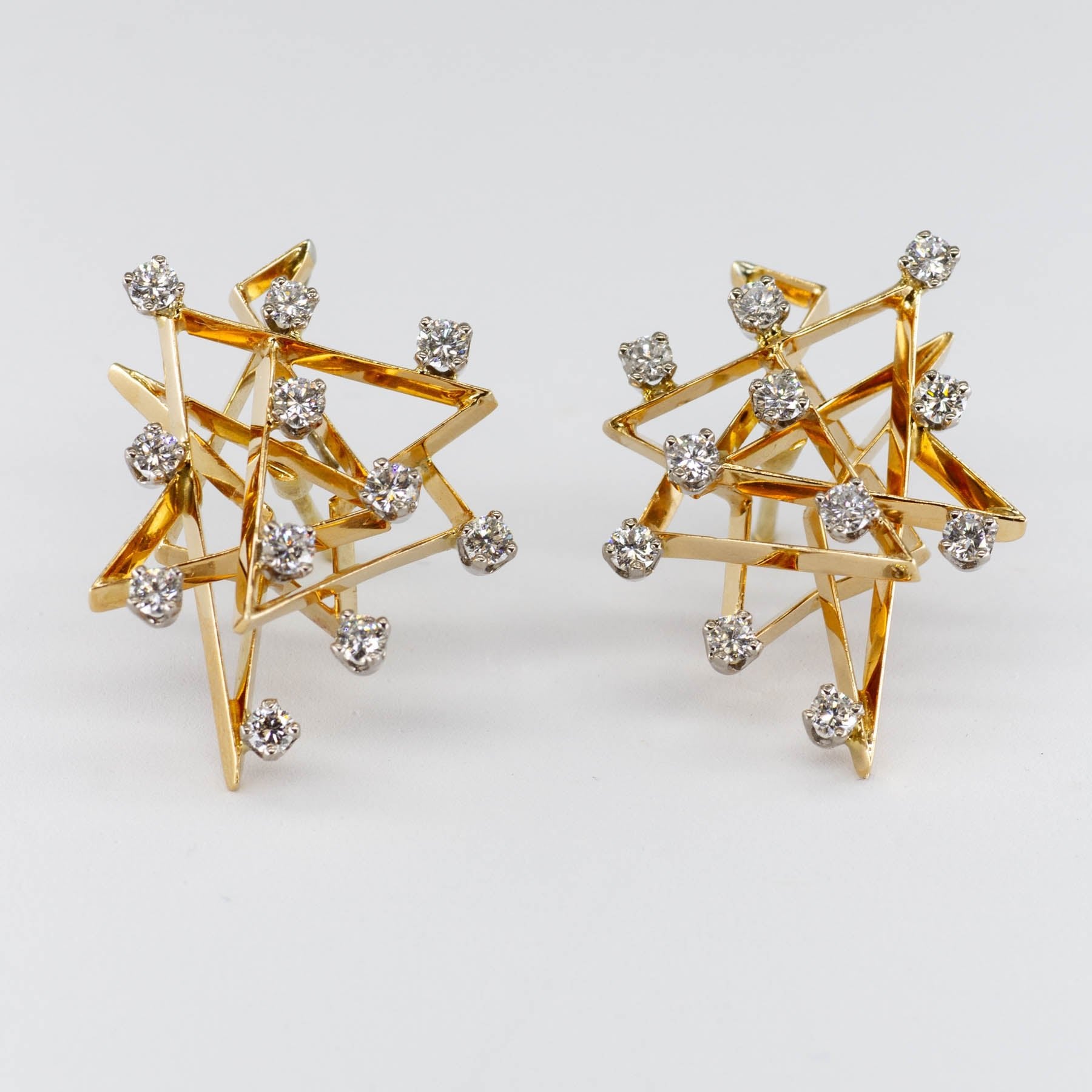 'Cavelti' Geometric Diamond 18k Earrings | 1.1ctw | - 100 Ways