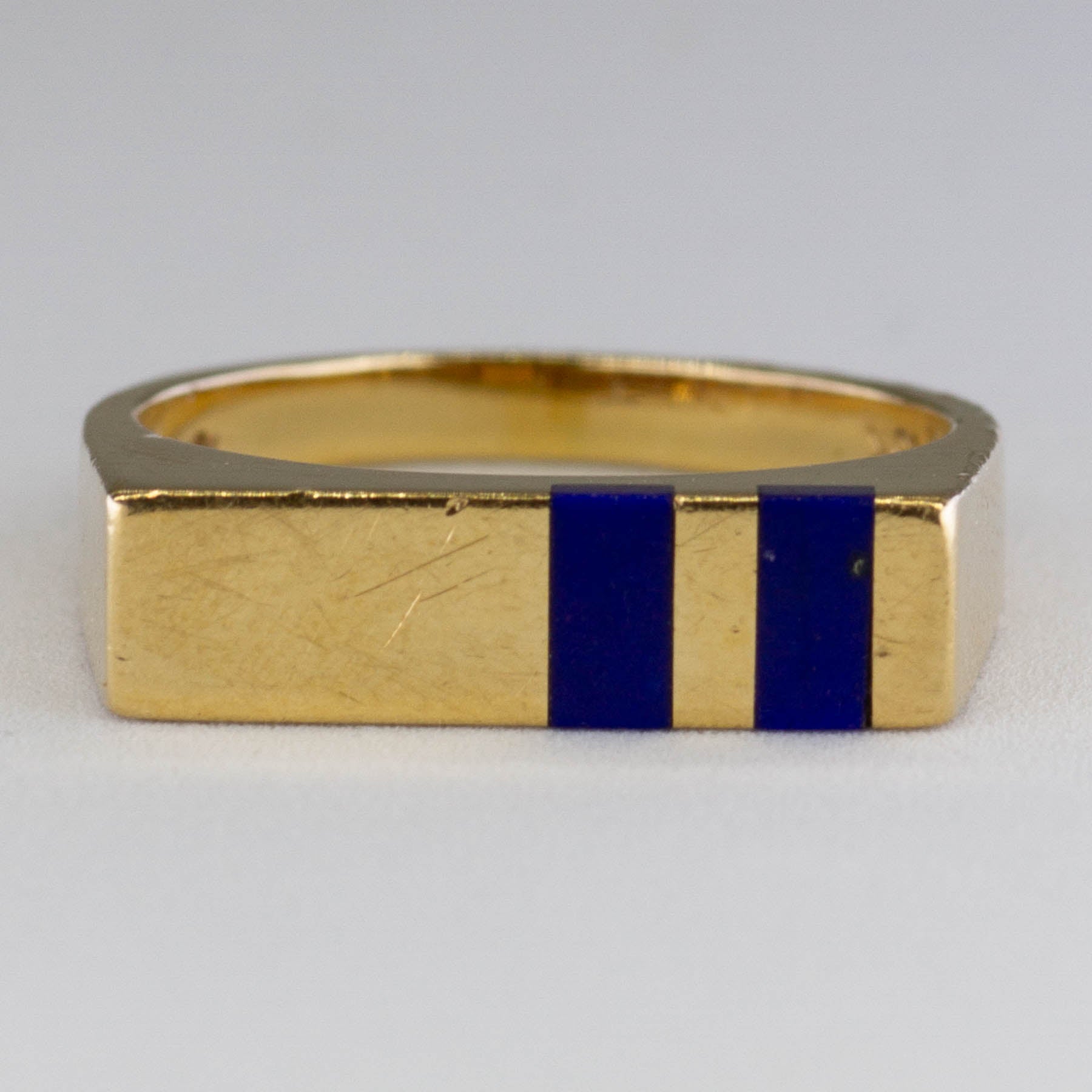 'Cavelti' Lapis Lazuli Gold Bar Ring | 0.30ctw | SZ 4.75 | - 100 Ways