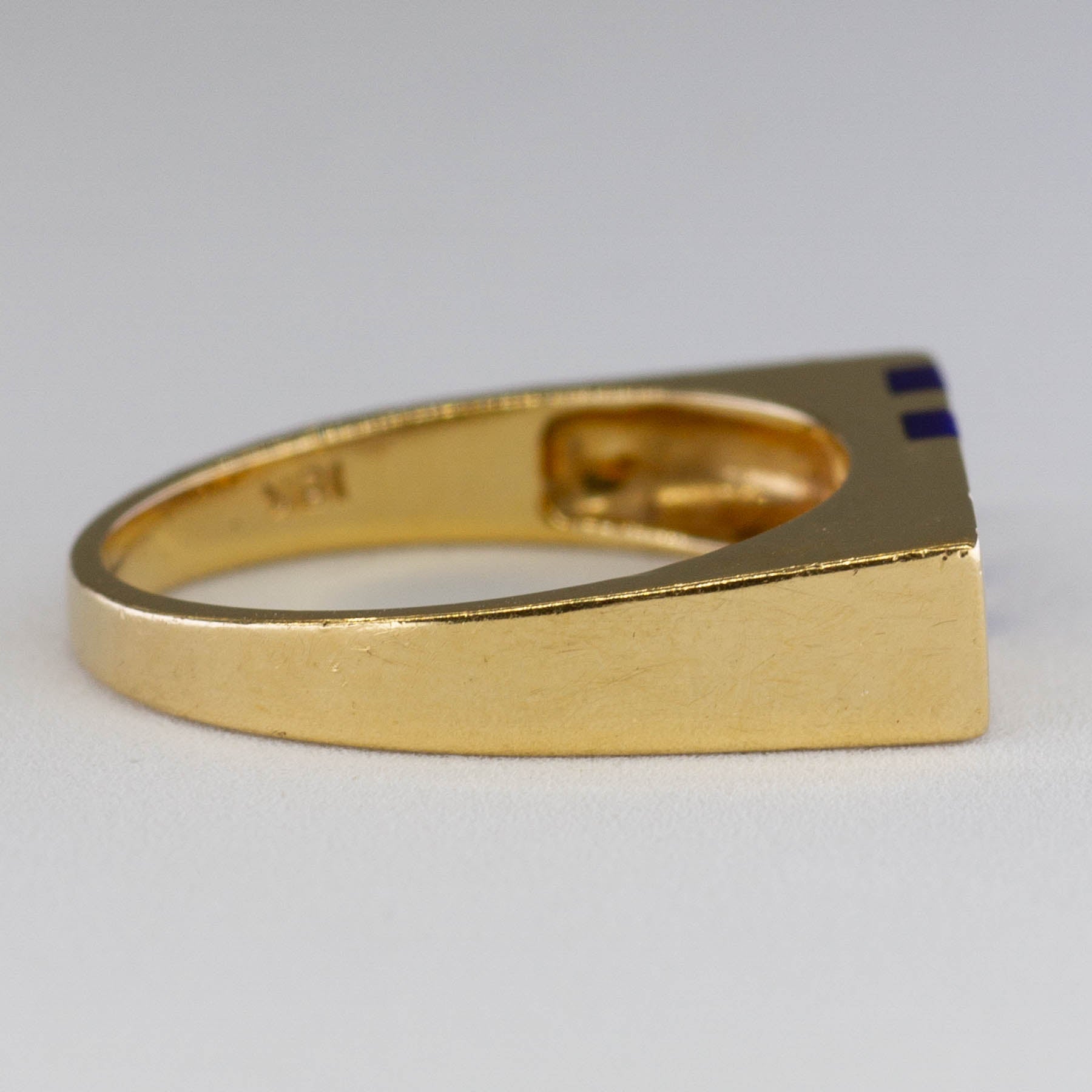 'Cavelti' Lapis Lazuli Gold Bar Ring | 0.30ctw | SZ 4.75 | - 100 Ways