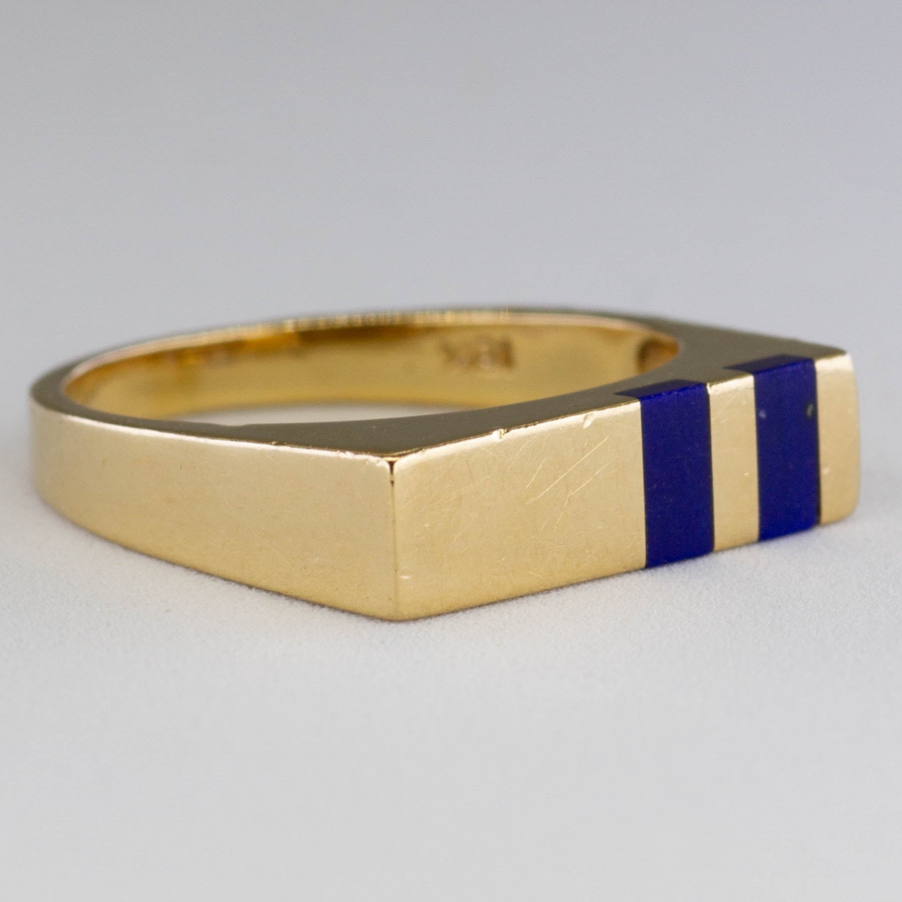 'Cavelti' Lapis Lazuli Gold Bar Ring | 0.30ctw | SZ 4.75 | - 100 Ways