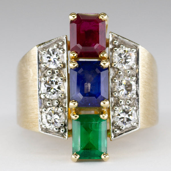 'Cavelti' Ruby, Sapphire, Emerald and Diamond Ring | SZ 7 |