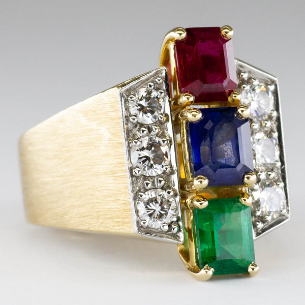 'Cavelti' Ruby, Sapphire, Emerald and Diamond Ring | SZ 7 |