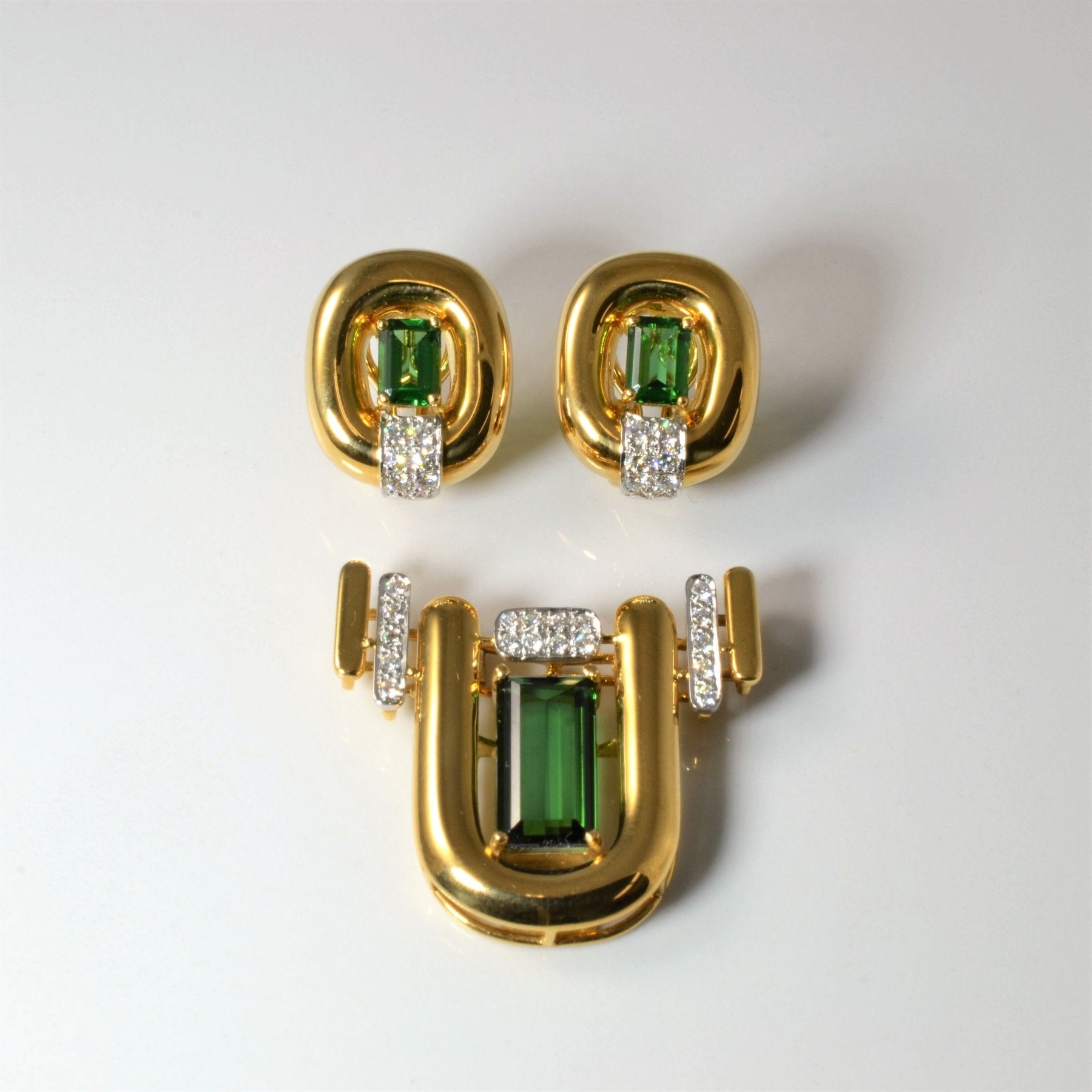 'Cavelti' Tourmaline & Diamond Earrings/Pendant Set | 6.79ctw | 0.62ctw | - 100 Ways