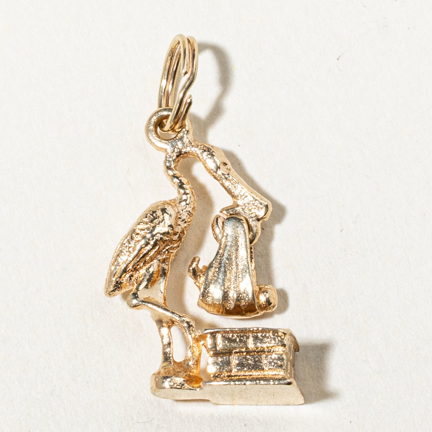 14k Yellow Gold Stork Charm