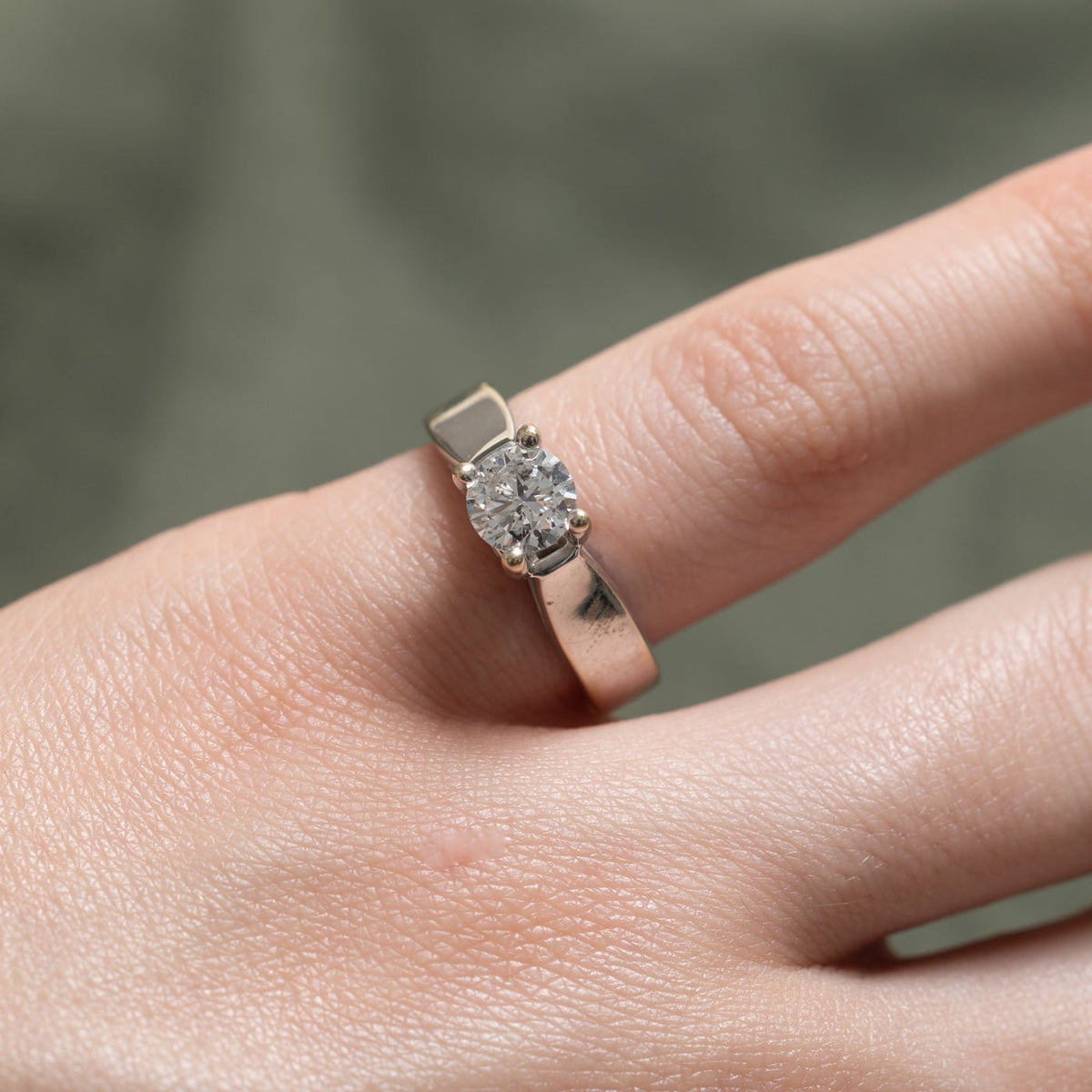 14k Solitaire Diamond Reverse Tapered Ring | 0.70ct I2 D/E, 0.25ctw | SZ 3.5