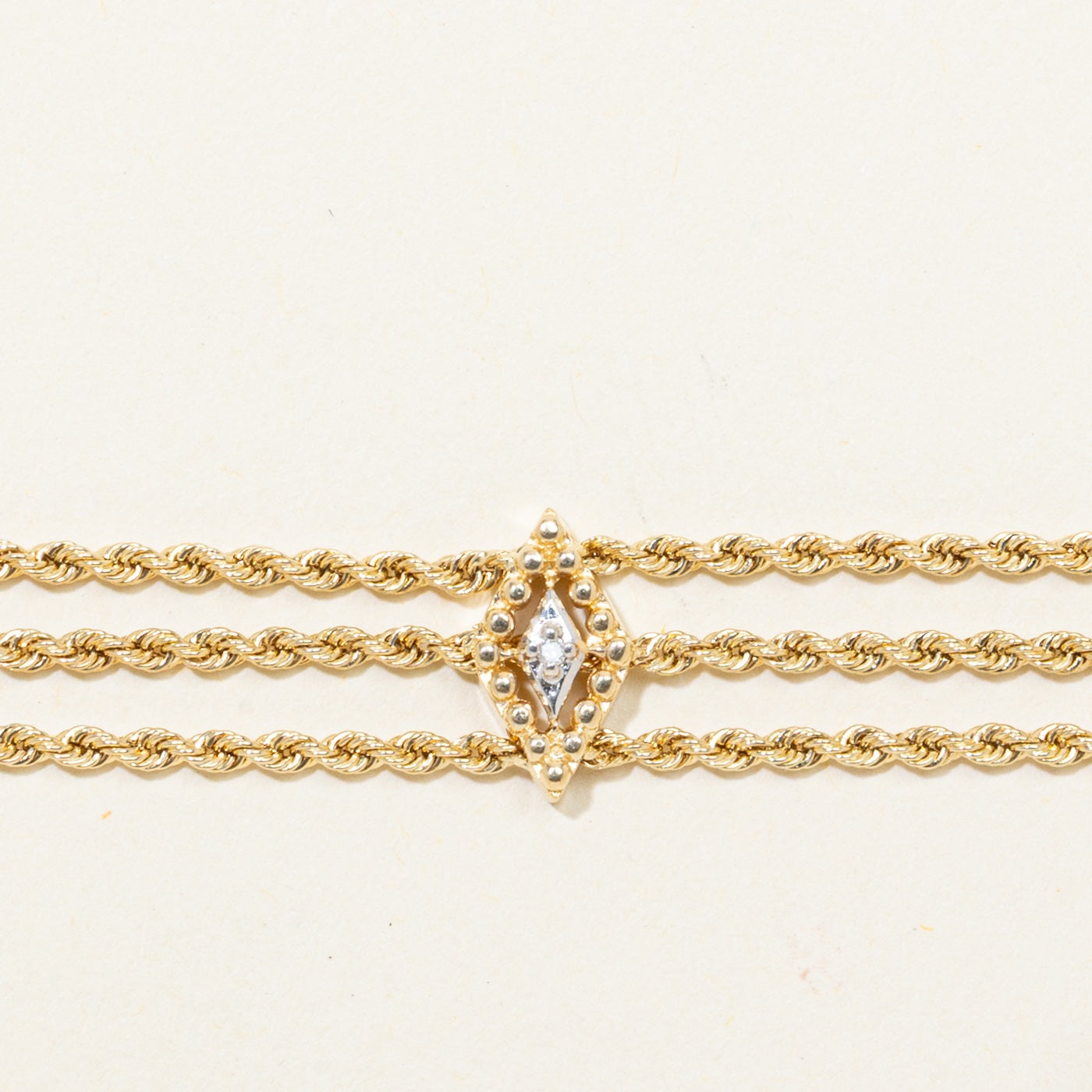 14k Yellow Gold Diamond Layered Rope Chain Bracelet | 7.5"