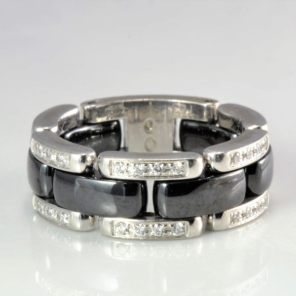 'Chanel' Diamond & Black Ceramic Ultra Ring | 0.20 ctw, SZ 6.75 |