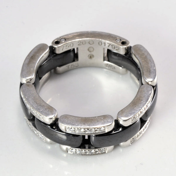 'Chanel' Diamond & Black Ceramic Ultra Ring | 0.20 ctw, SZ 6.75 |
