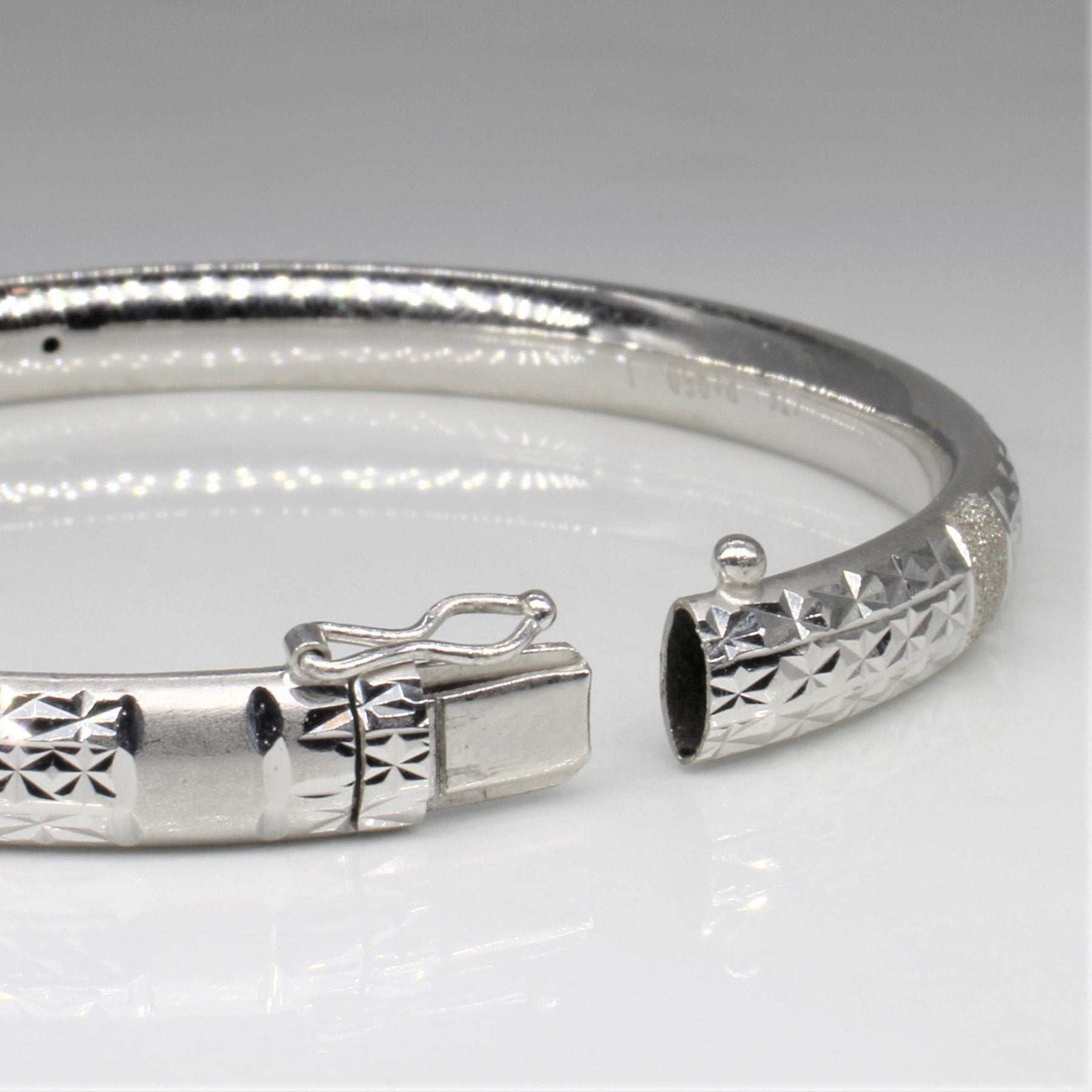 'Chow Tai Fook' Textured Platinum Bangle | 6" | - 100 Ways