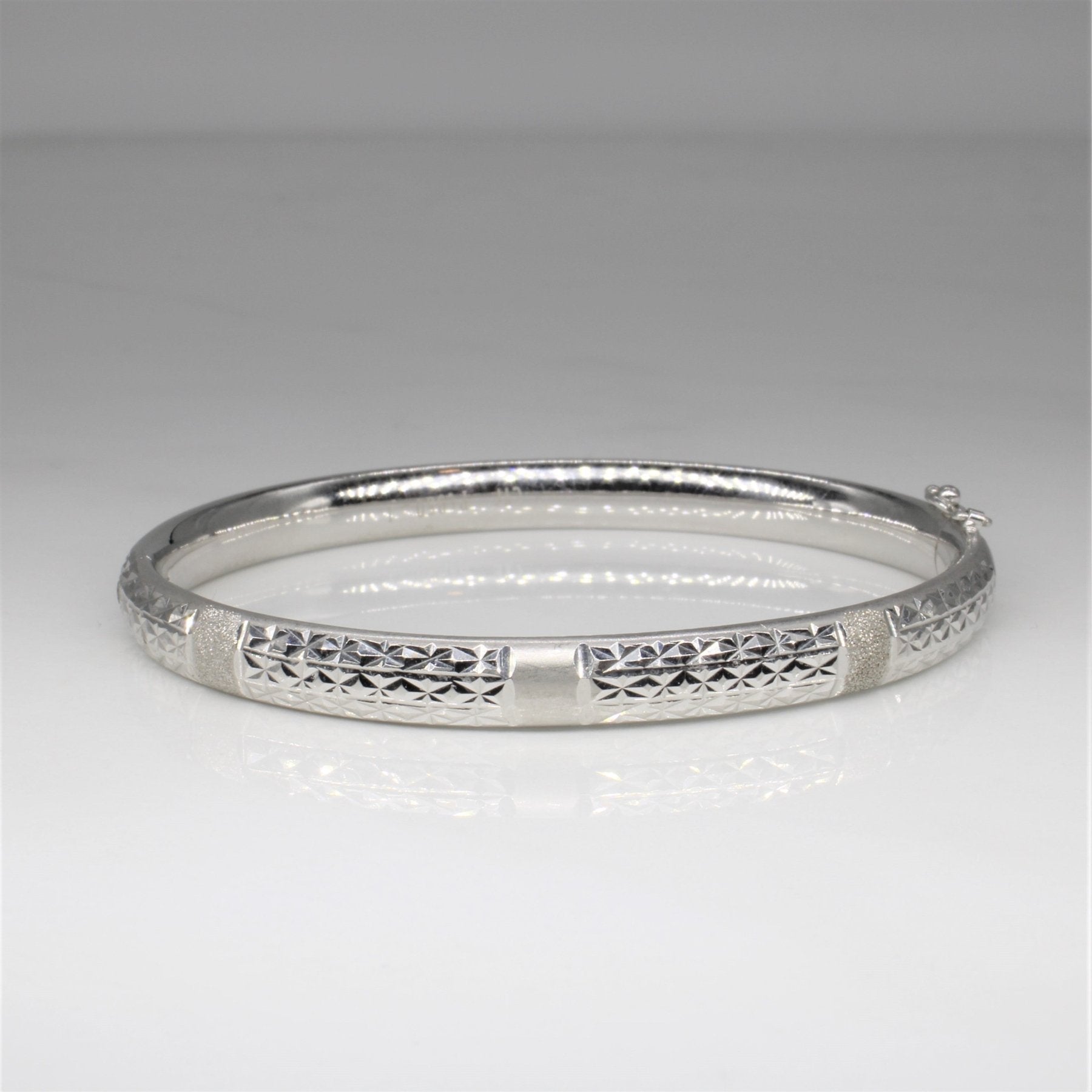 'Chow Tai Fook' Textured Platinum Bangle | 6" | - 100 Ways