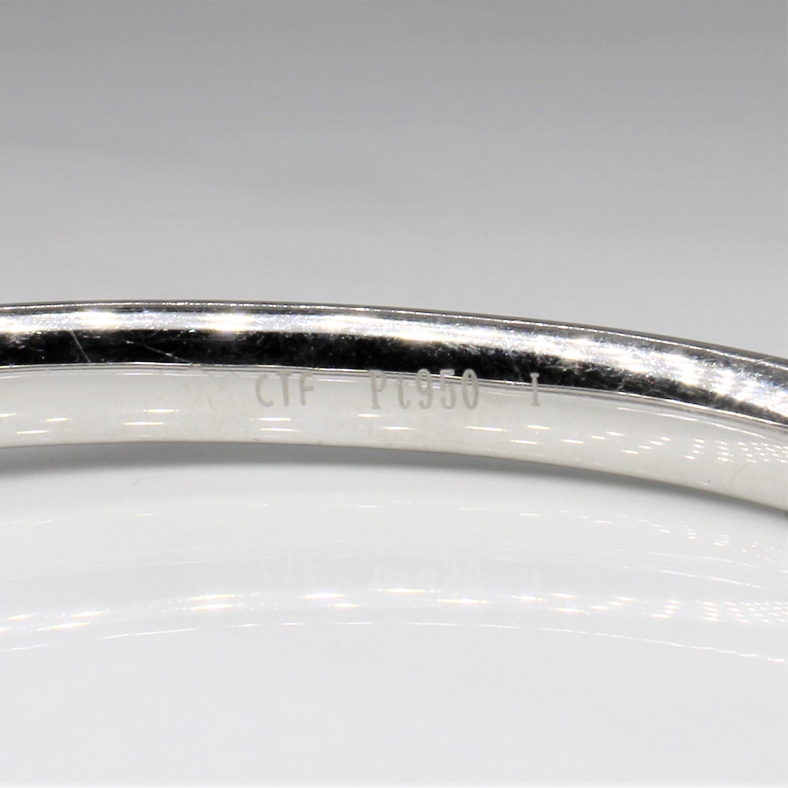 'Chow Tai Fook' Textured Platinum Bangle | 6" | - 100 Ways