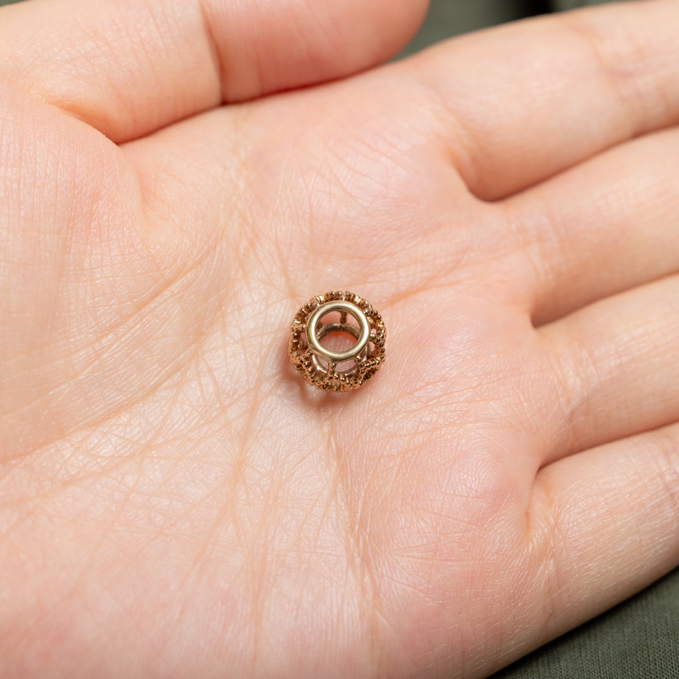 14k Rose Gold Openwork Milgrained Bauble Pendant