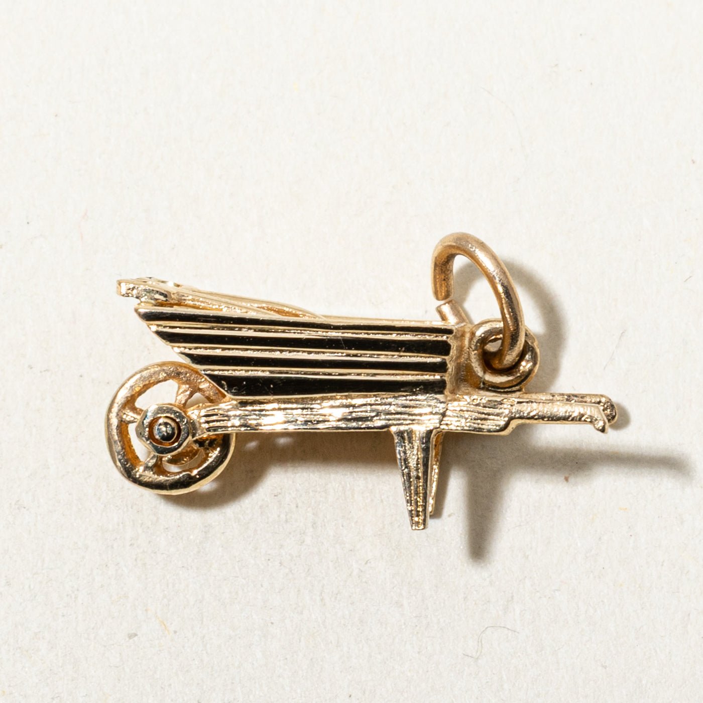 14k Yellow Gold Wheelbarrow Charm