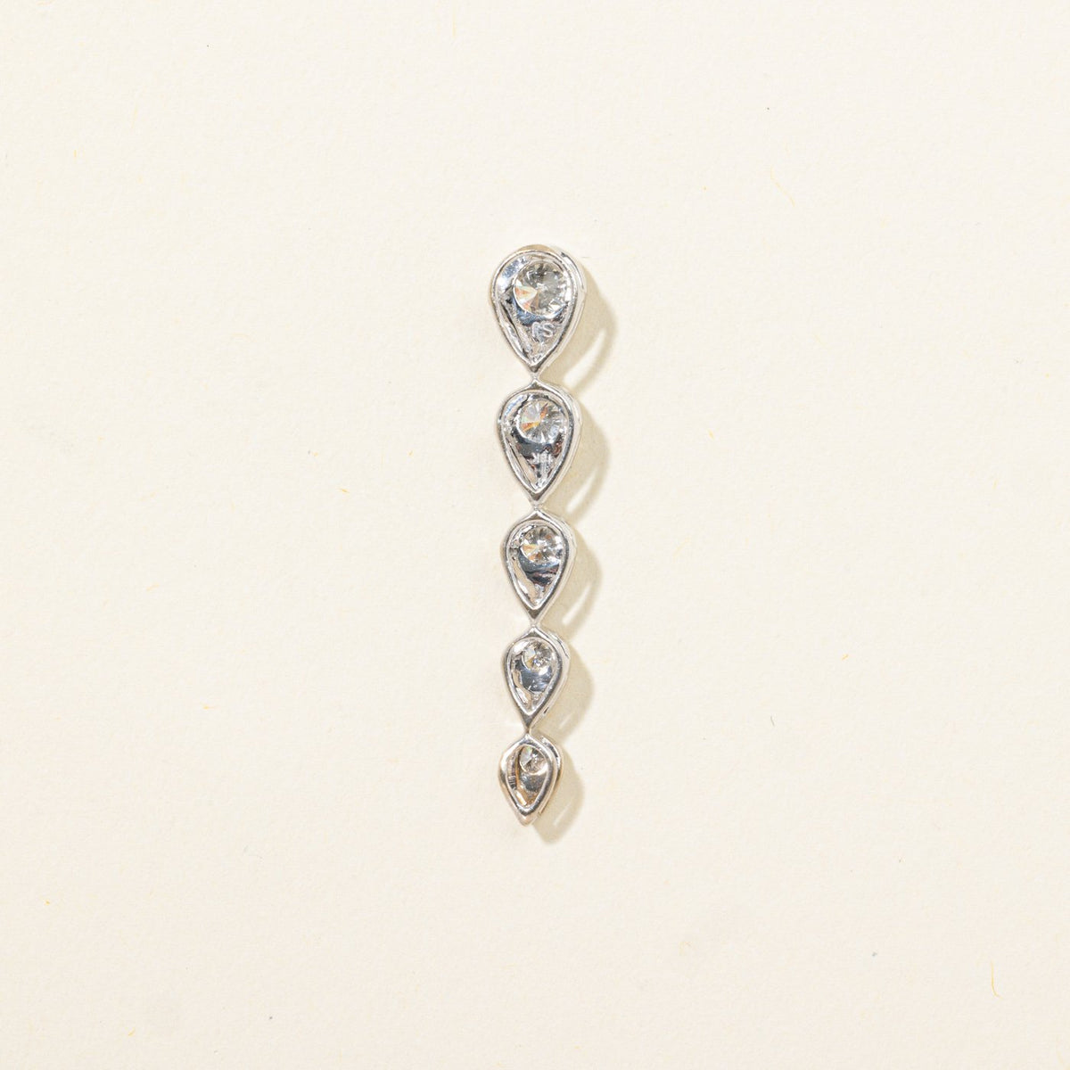 18k Bezel Set Diamond Column Teardrop Drop Pendant | 0.45ctw