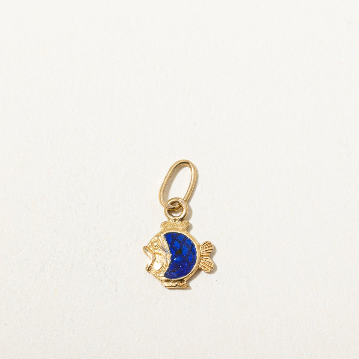 18k Yellow Gold Enamel Fish Charm